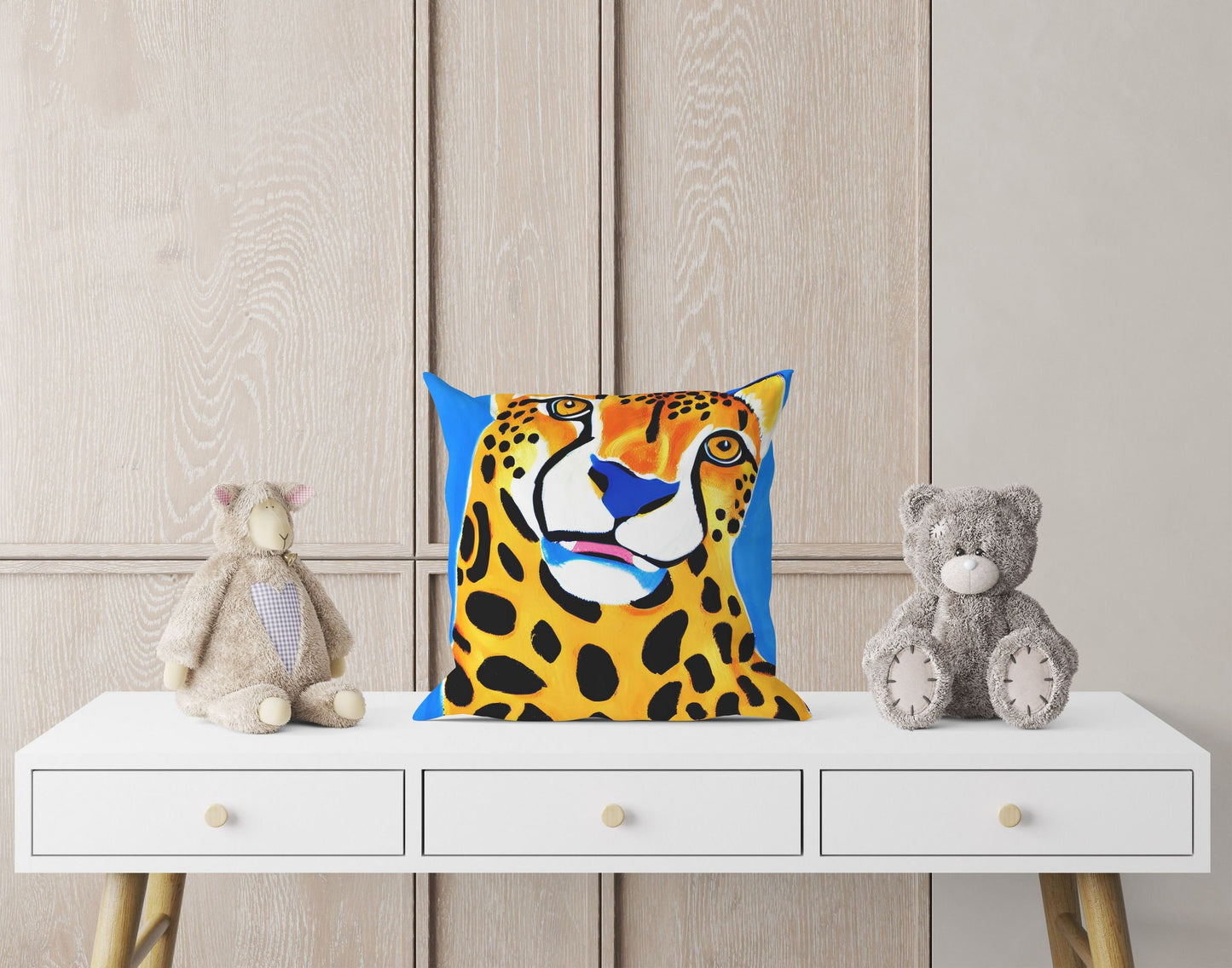 Modern Art African Wildlife Cheetah Tapestry Pillows, Bee Pillow Cover, Art Pillow, Colorful Pillow Case, Modern Pillow, Square Pillow