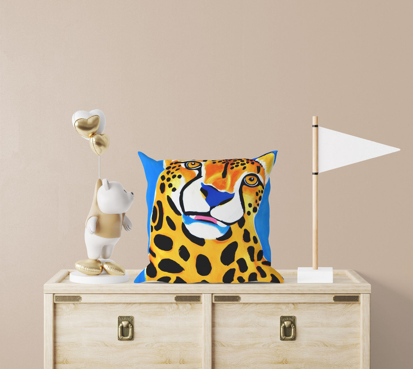 Modern Art African Wildlife Cheetah Tapestry Pillows, Bee Pillow Cover, Art Pillow, Colorful Pillow Case, Modern Pillow, Square Pillow