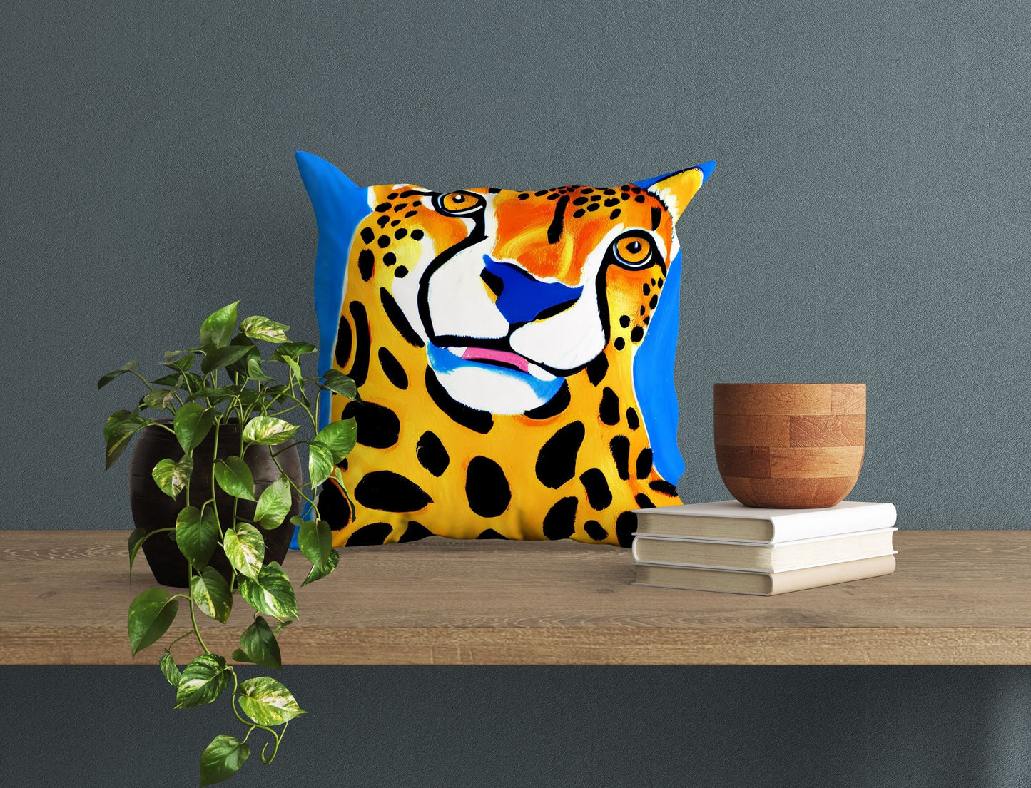 Modern Art African Wildlife Cheetah Tapestry Pillows, Bee Pillow Cover, Art Pillow, Colorful Pillow Case, Modern Pillow, Square Pillow