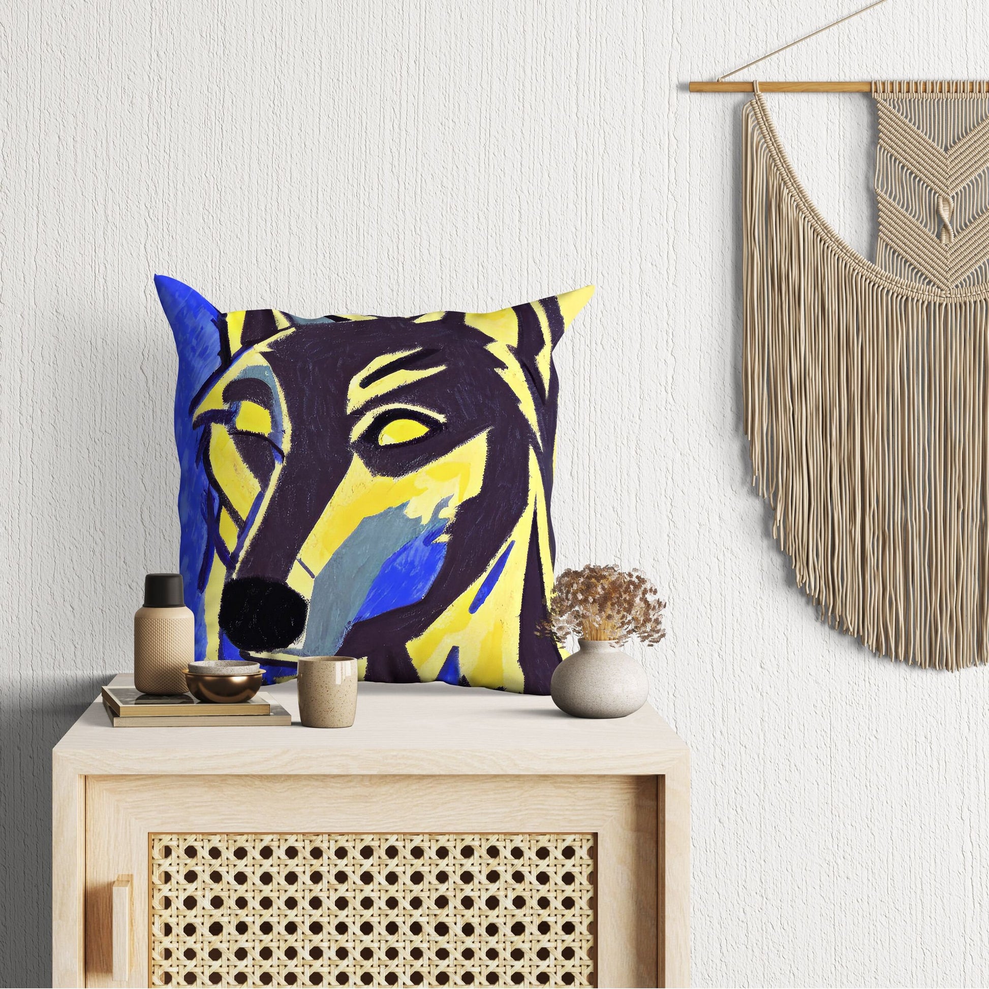 Watercolor Art Wildlife Wolf Pillow Case, Abstract Art Pillow, Artist Pillow, Colorful Pillow Case, Fashion, Square Pillow, Sofa Pillows