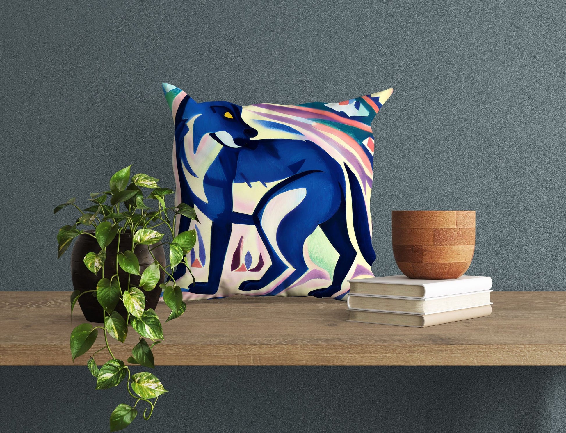 Watercolor Art Wildlife Wolf Pillow Case, Bee Pillow Cover, Soft Pillow Cases, Colorful Pillow Case, Modern Pillow, 20X20 Pillow Cover