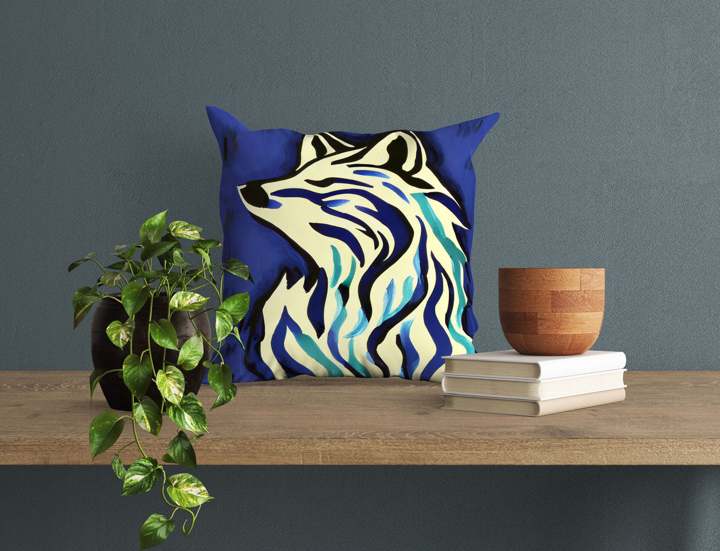 Watercolor Art Wildlife Wolf Toss Pillow, Abstract Art Pillow, Artist Pillow, Colorful Pillow Case, Beautiful Pillow, 20X20 Pillow Cover