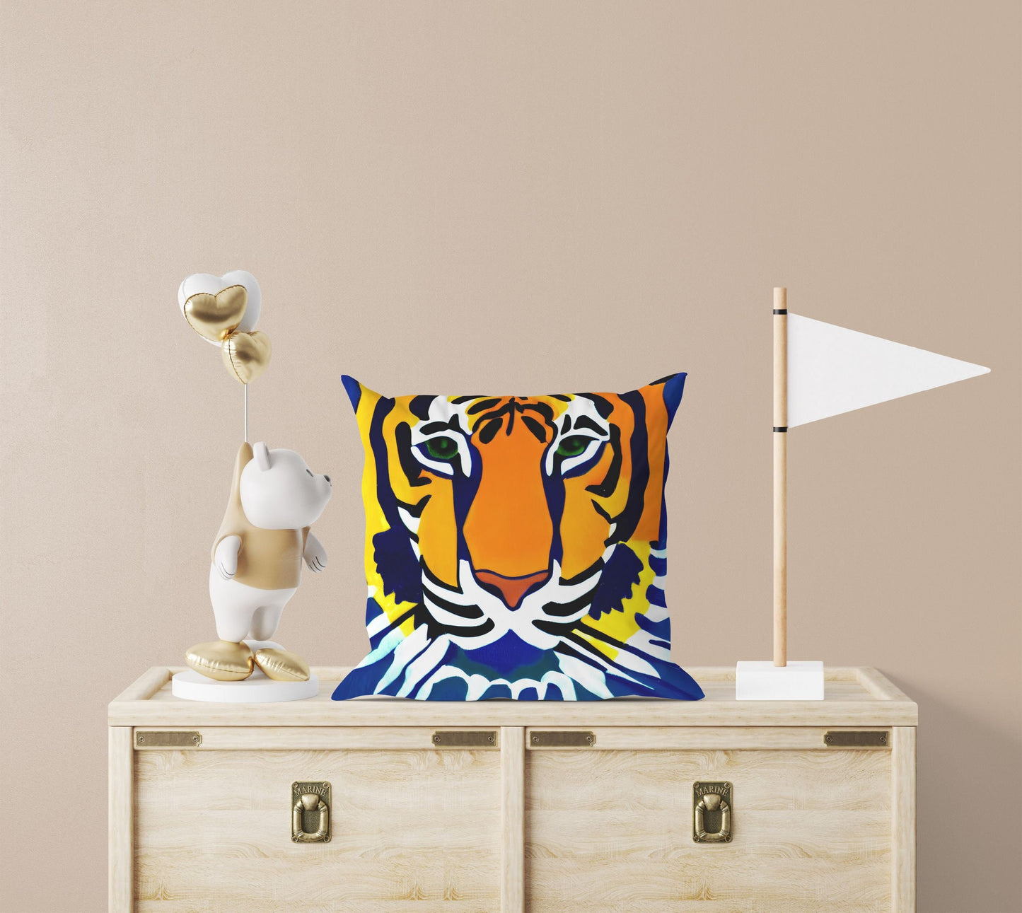 Original Art Wildlife Tiger, Tapestry Pillows, Abstract Throw Pillow, Art Pillow, Colorful Pillow Case, Beautiful Pillow, 24X24 Pillow Case
