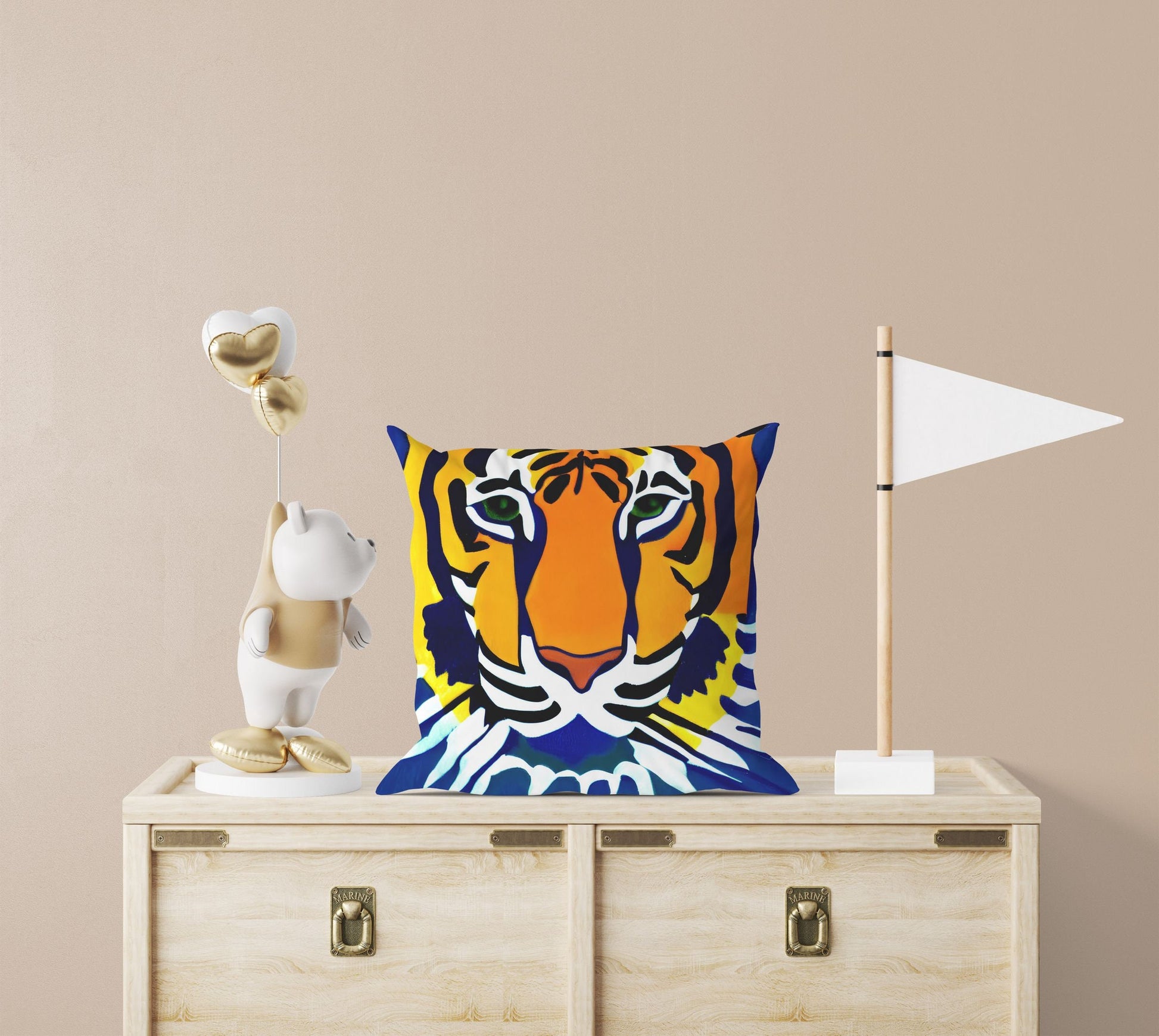 Original Art Wildlife Tiger, Tapestry Pillows, Abstract Throw Pillow, Art Pillow, Colorful Pillow Case, Beautiful Pillow, 24X24 Pillow Case