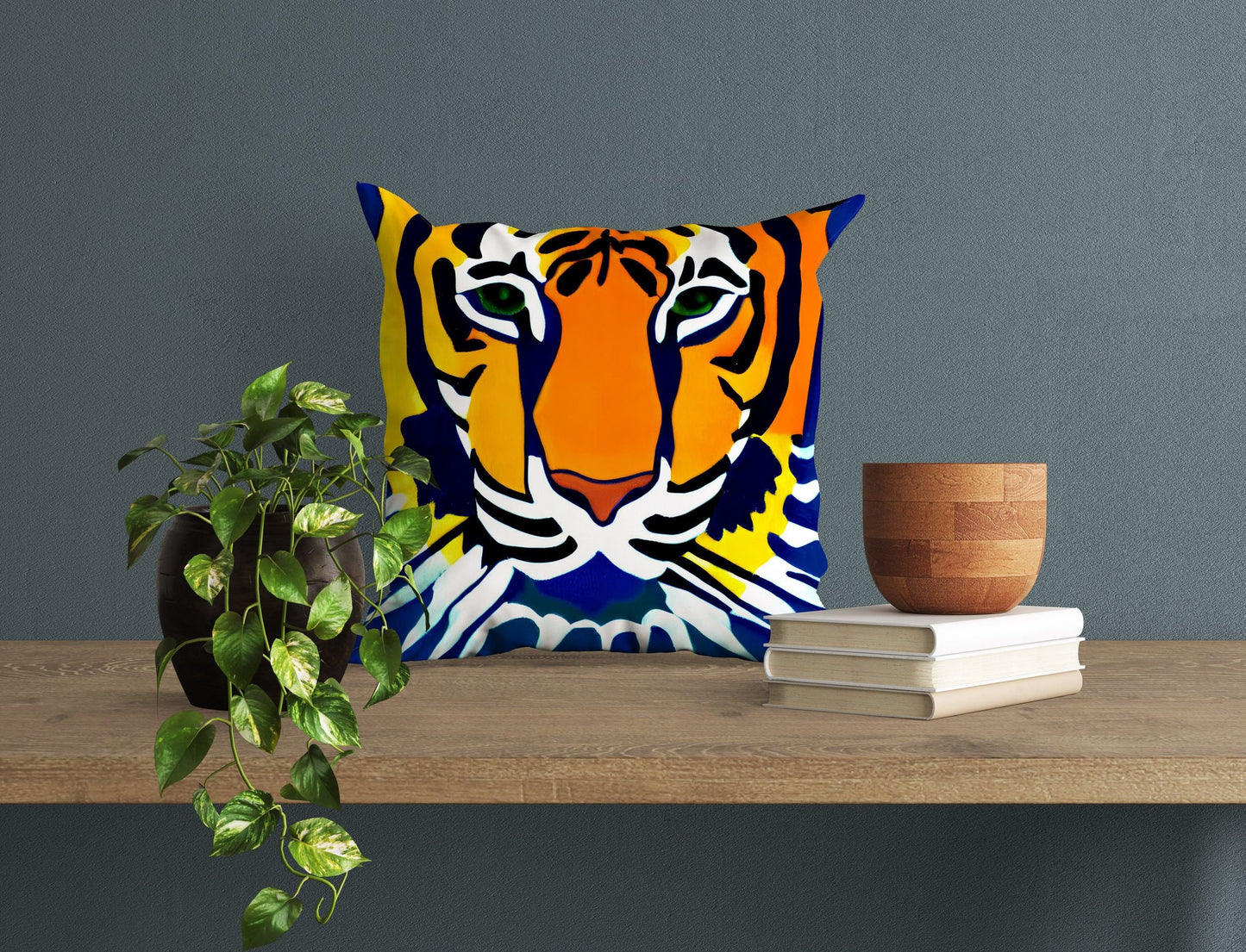 Original Art Wildlife Tiger, Tapestry Pillows, Abstract Throw Pillow, Art Pillow, Colorful Pillow Case, Beautiful Pillow, 24X24 Pillow Case