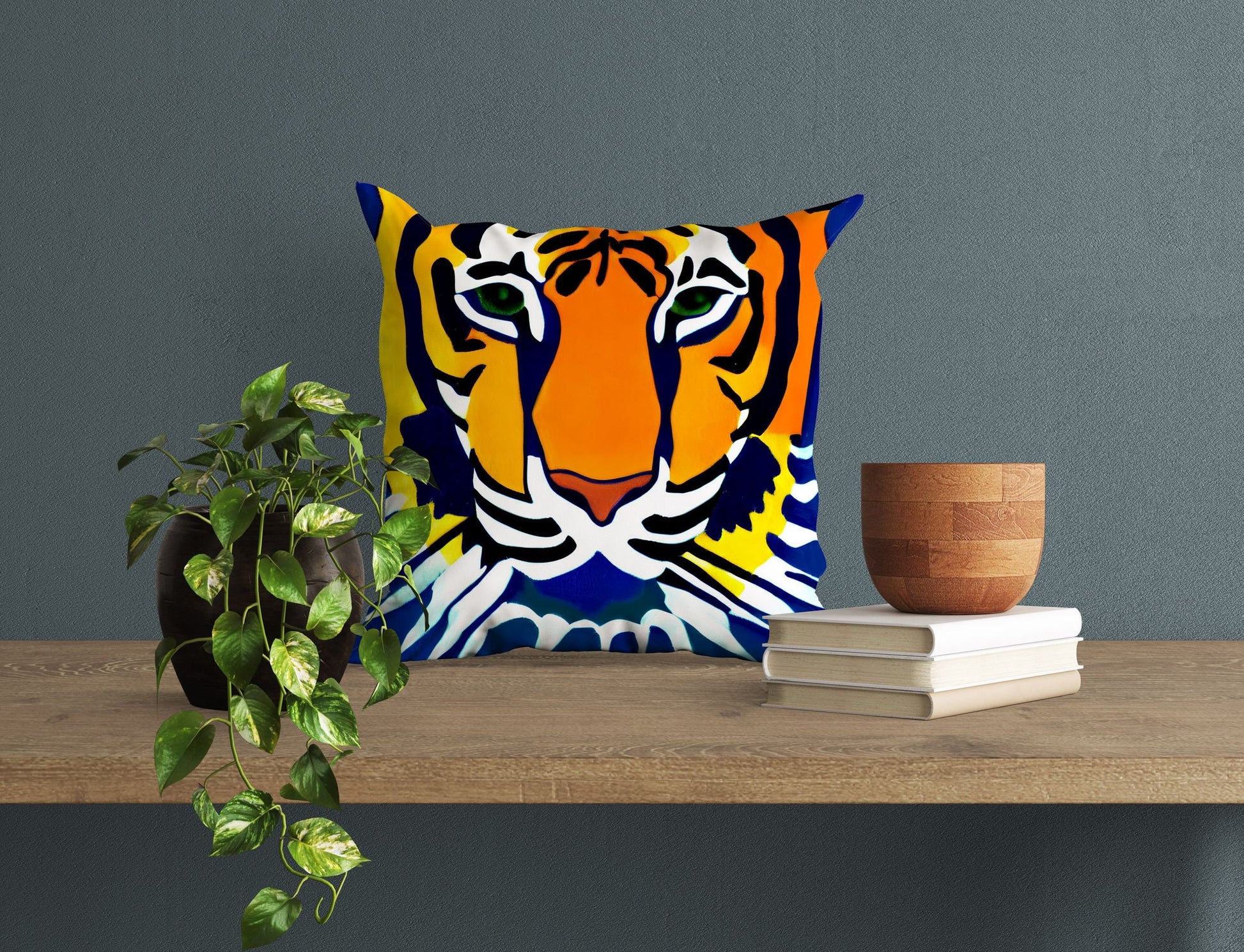 Original Art Wildlife Tiger, Tapestry Pillows, Abstract Throw Pillow, Art Pillow, Colorful Pillow Case, Beautiful Pillow, 24X24 Pillow Case