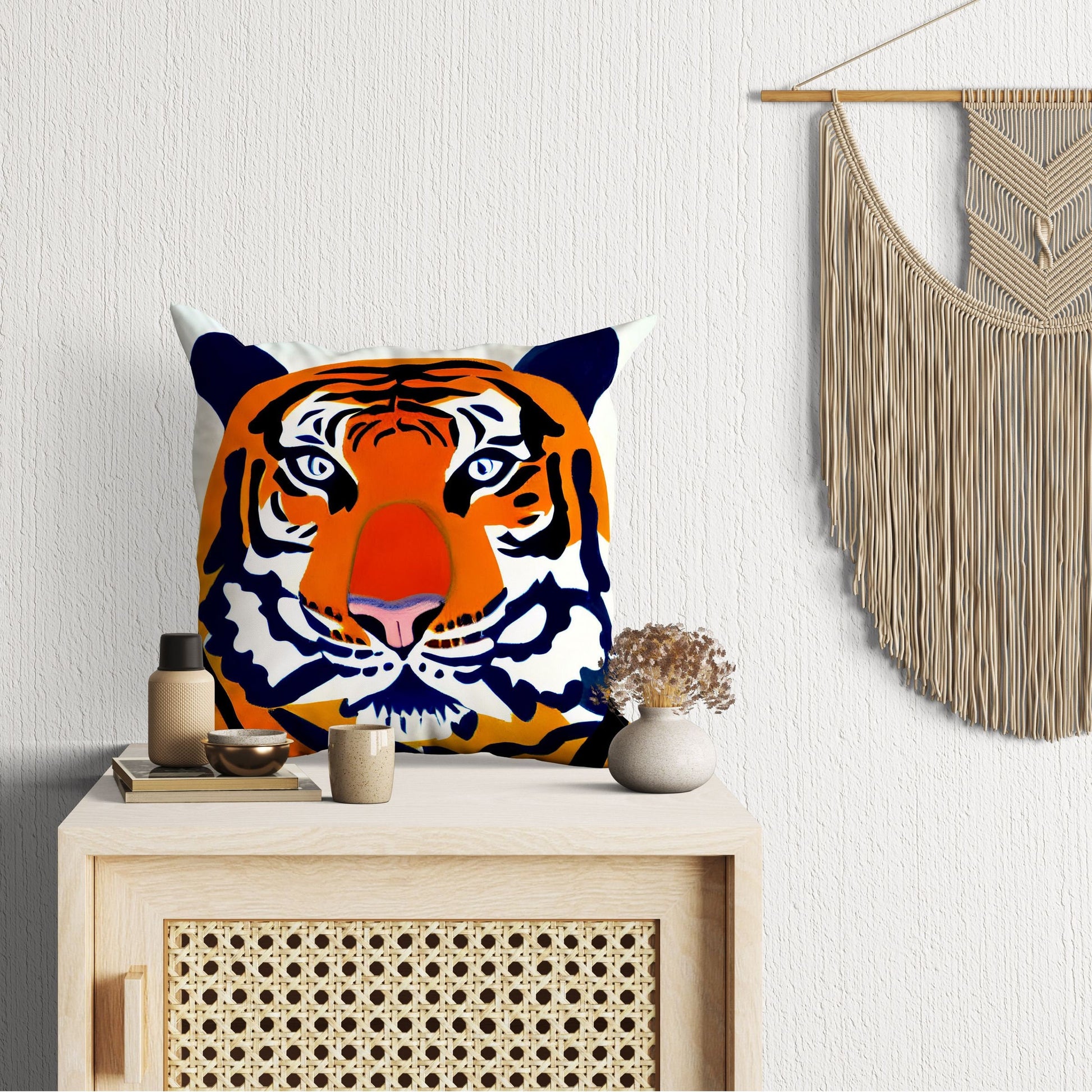 Original Art Wildlife Tiger Throw Pillow Cover, Abstract Throw Pillow Cover, Art Pillow, Housewarming Gift, Pillow Cases For Kids