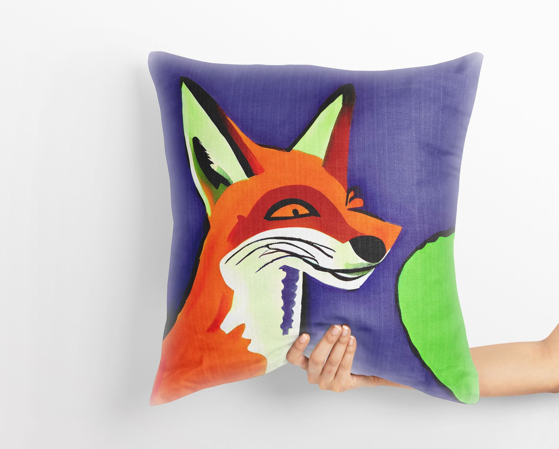 Original Art Wildlife Fox, Throw Pillow Cover, Abstract Art Pillow, Art Pillow, Colorful Pillow Case, Modern Pillow, 20X20 Pillow Cover
