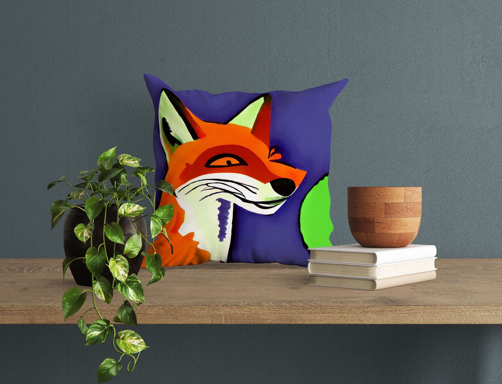 Original Art Wildlife Fox, Throw Pillow Cover, Abstract Art Pillow, Art Pillow, Colorful Pillow Case, Modern Pillow, 20X20 Pillow Cover
