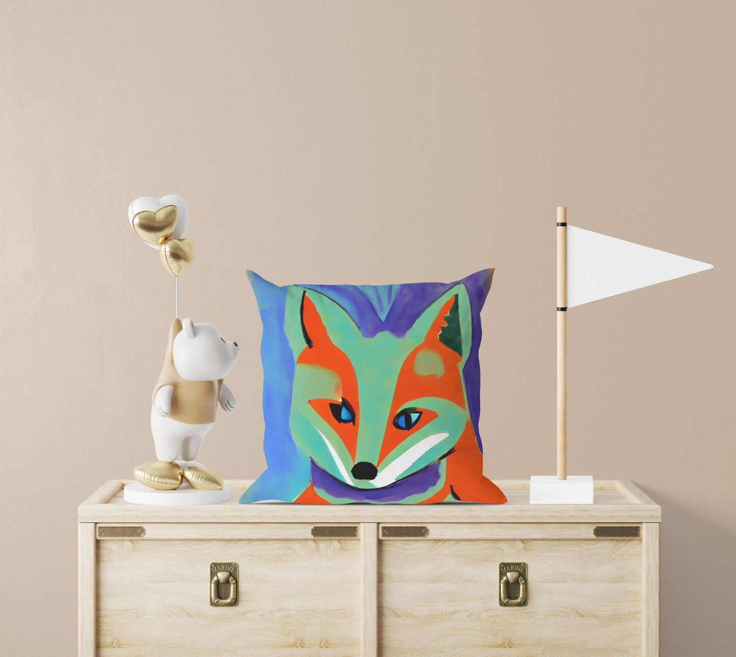 Original Art Wildlife Fox, Toss Pillow, Abstract Pillow Case, Designer Pillow, Colorful Pillow Case, Beautiful Pillow, Large Pillow Cases