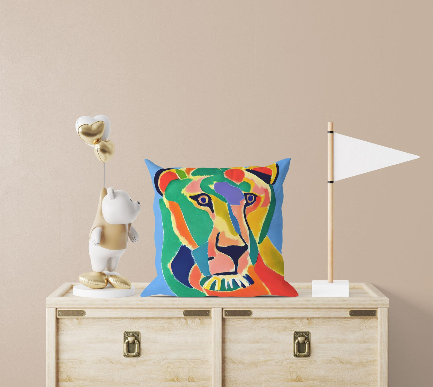 Modern Art African Wildlife Lion Queen Pillow Case, Abstract Throw Pillow Cover, Artist Pillow, Colorful Pillow Case, Modern Pillow