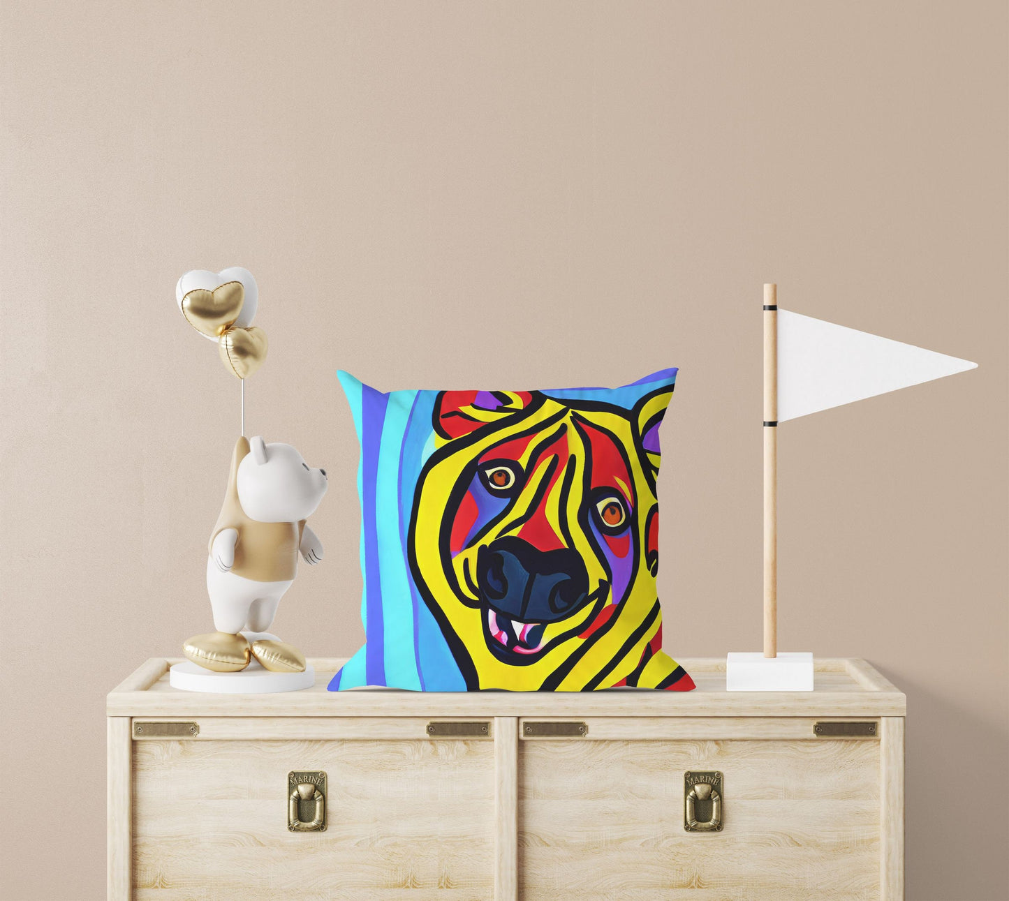 Original Art African Wildlife Hyena Throw Pillow Cover, Abstract Pillow Case, Designer Pillow, Colorful Pillow Case, Fashion, 20X20 Pillow