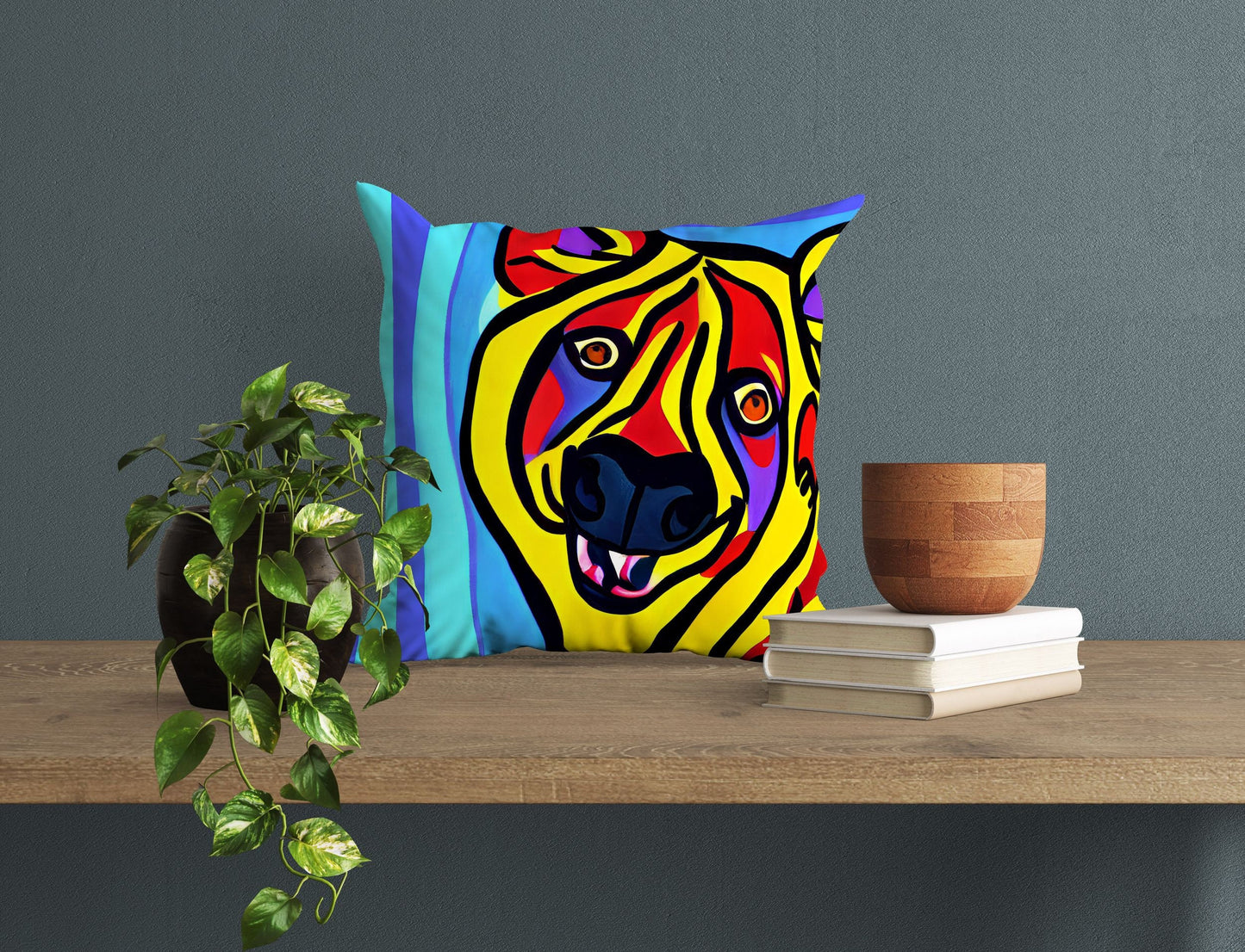 Original Art African Wildlife Hyena Throw Pillow Cover, Abstract Pillow Case, Designer Pillow, Colorful Pillow Case, Fashion, 20X20 Pillow