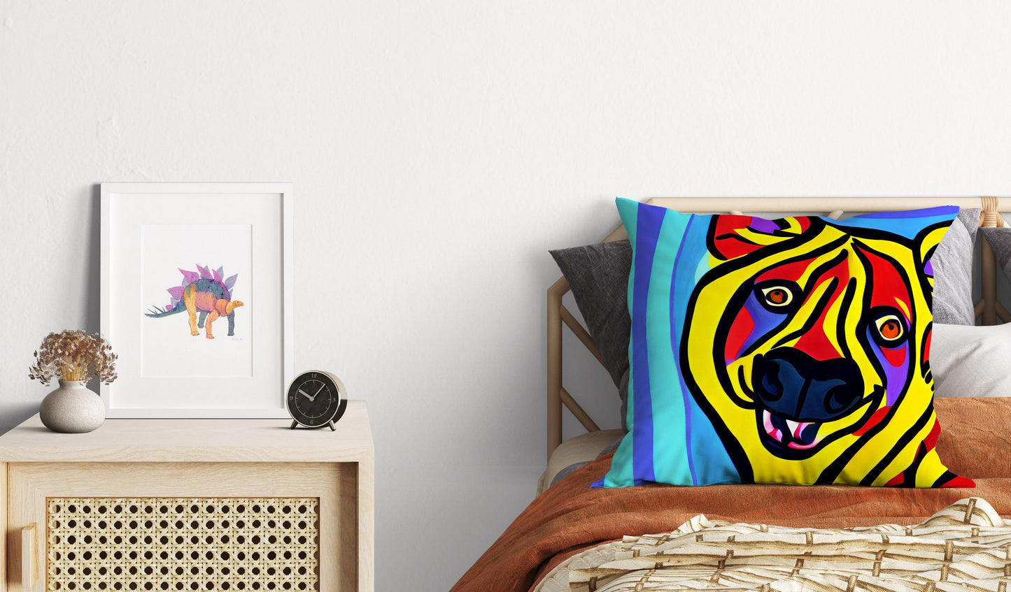 Original Art African Wildlife Hyena Throw Pillow Cover, Abstract Pillow Case, Designer Pillow, Colorful Pillow Case, Fashion, 20X20 Pillow