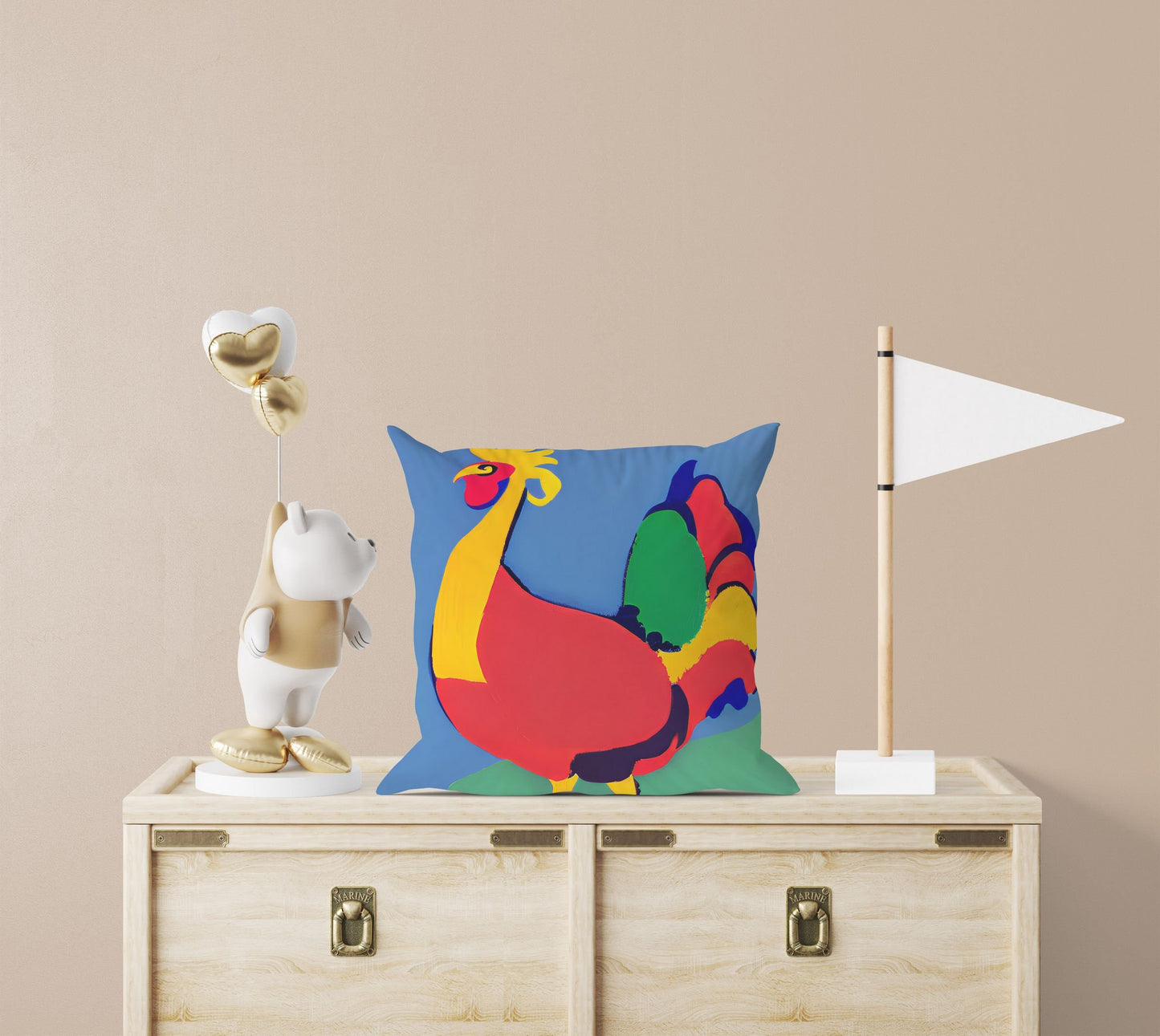 Original Art Rooster Tapestry Pillows, Abstract Throw Pillow Cover, Comfortable, Colorful Pillow Case, Watercolor Pillow Cases