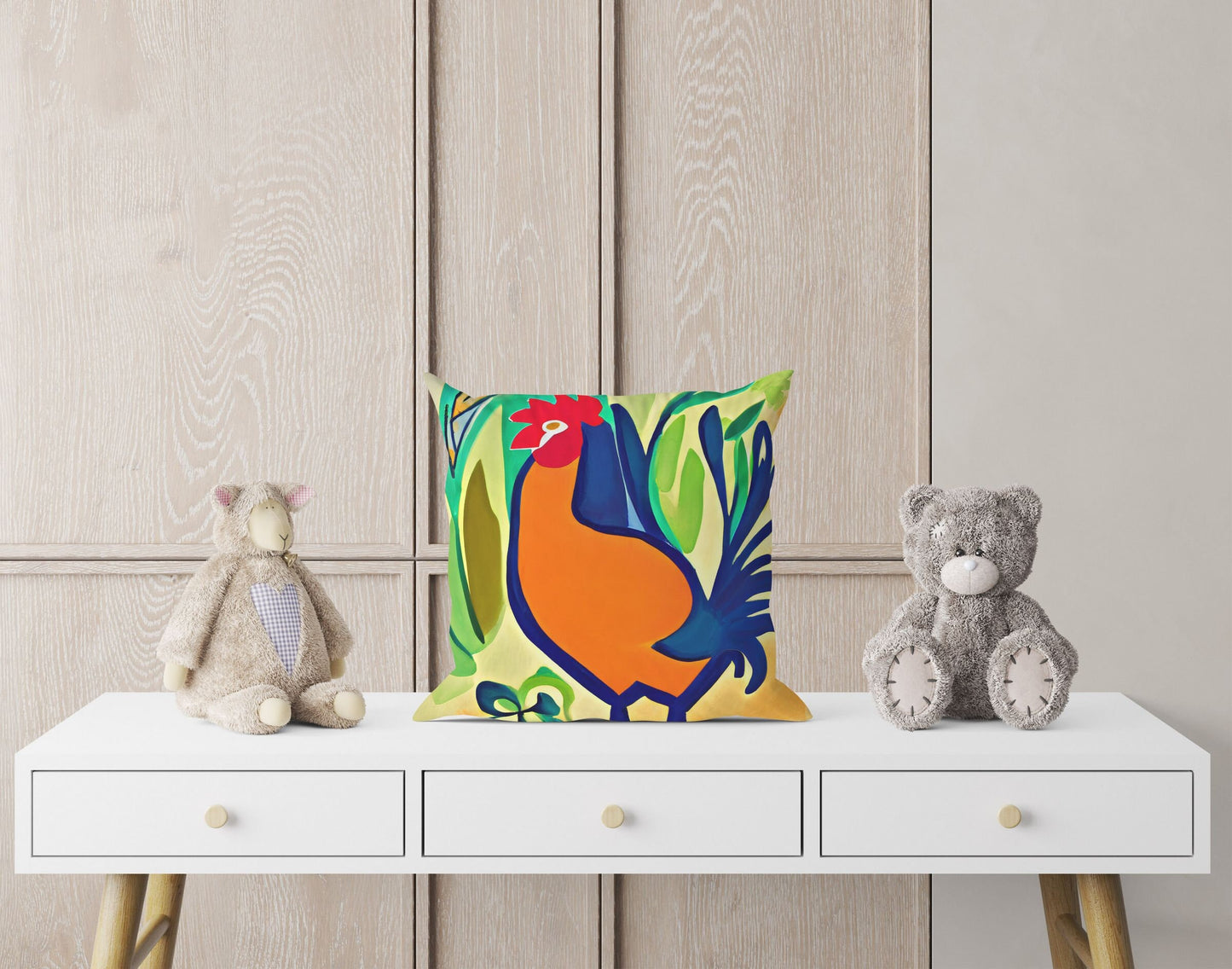 Original Art Rooster, Pillow Case, Abstract Pillow Case, Soft Pillow Cases, Colorful Pillow Case, Fashion, Pillow Cases For Kids