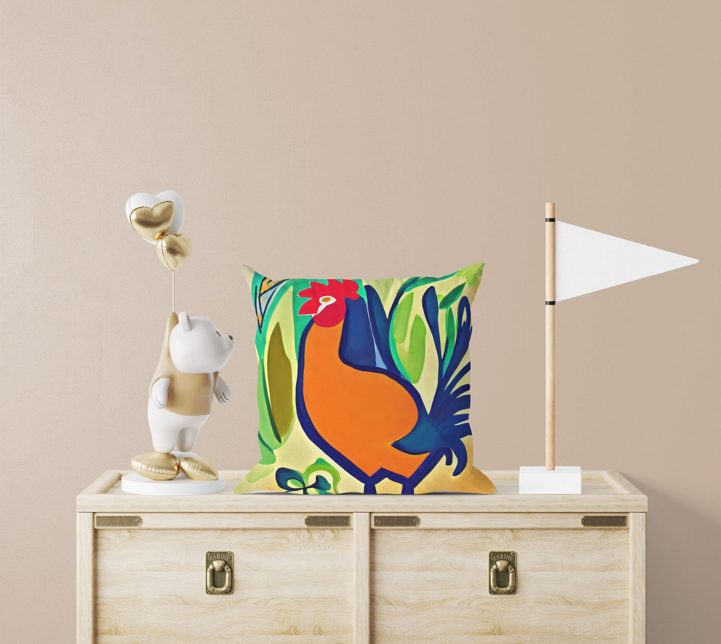 Original Art Rooster, Pillow Case, Abstract Pillow Case, Soft Pillow Cases, Colorful Pillow Case, Fashion, Pillow Cases For Kids