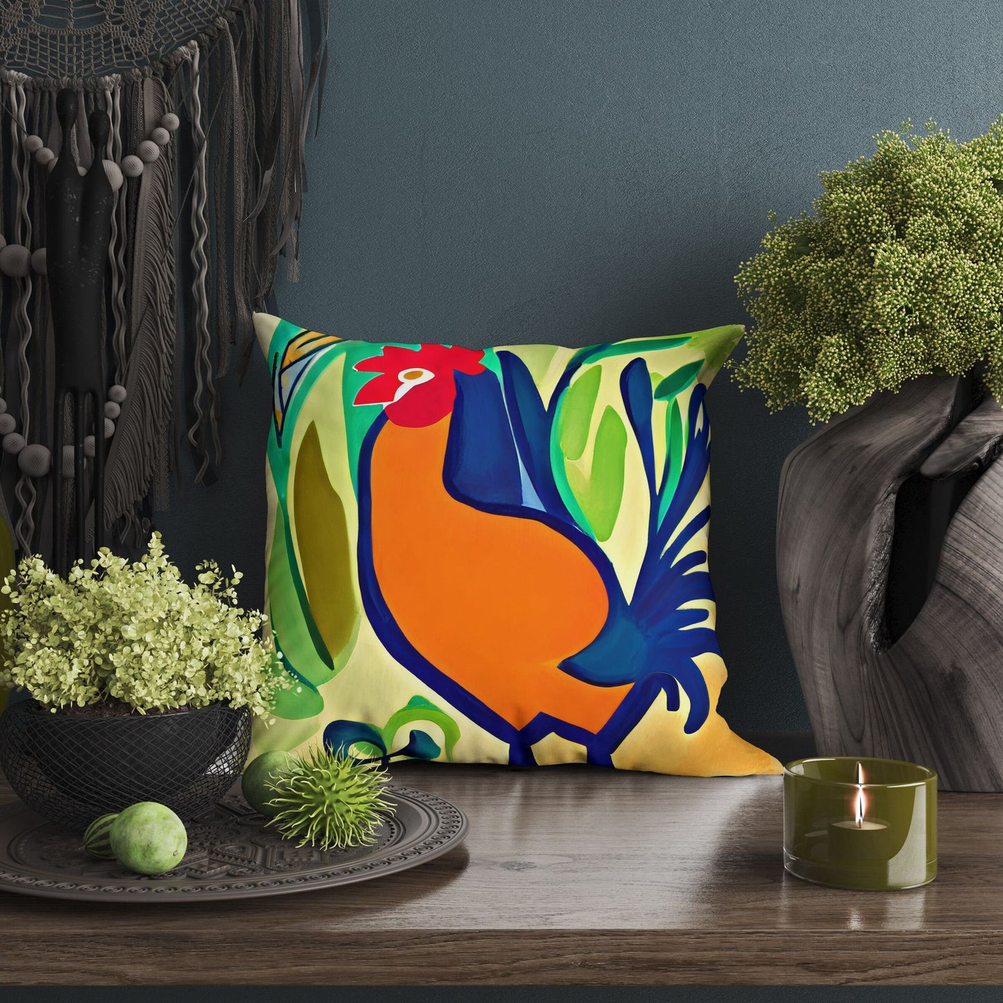 Original Art Rooster, Pillow Case, Abstract Pillow Case, Soft Pillow Cases, Colorful Pillow Case, Fashion, Pillow Cases For Kids