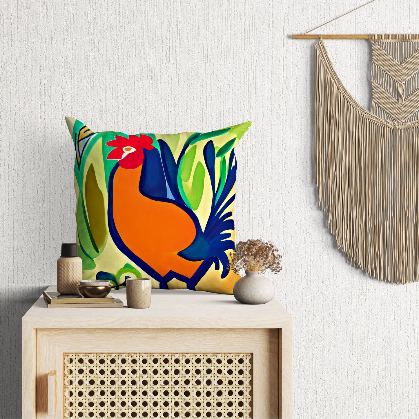 Original Art Rooster, Pillow Case, Abstract Pillow Case, Soft Pillow Cases, Colorful Pillow Case, Fashion, Pillow Cases For Kids