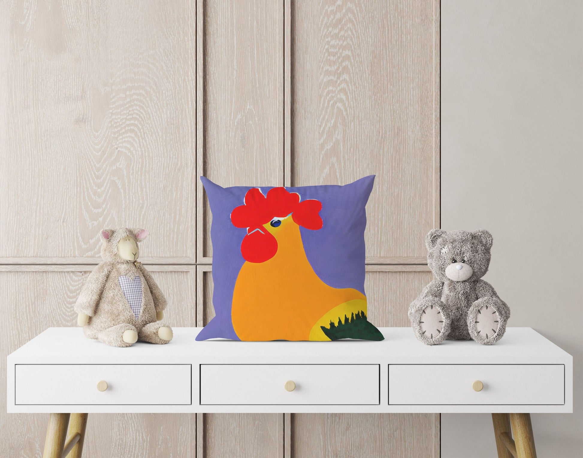 Original Art Rooster Pillow Case, Abstract Throw Pillow Cover, Soft Pillow Cases, Colorful Pillow Case, Home Decor Pillow, Sofa Pillows