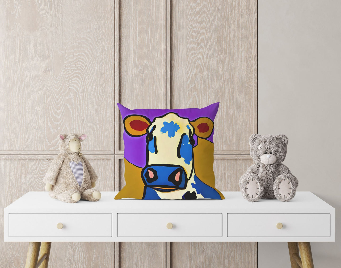 Abstract Art A Cow Throw Pillow Decorative Pillow, Abstract Throw Pillow Cover, Art Pillow, Colorful Pillow Case, Contemporary Pillow