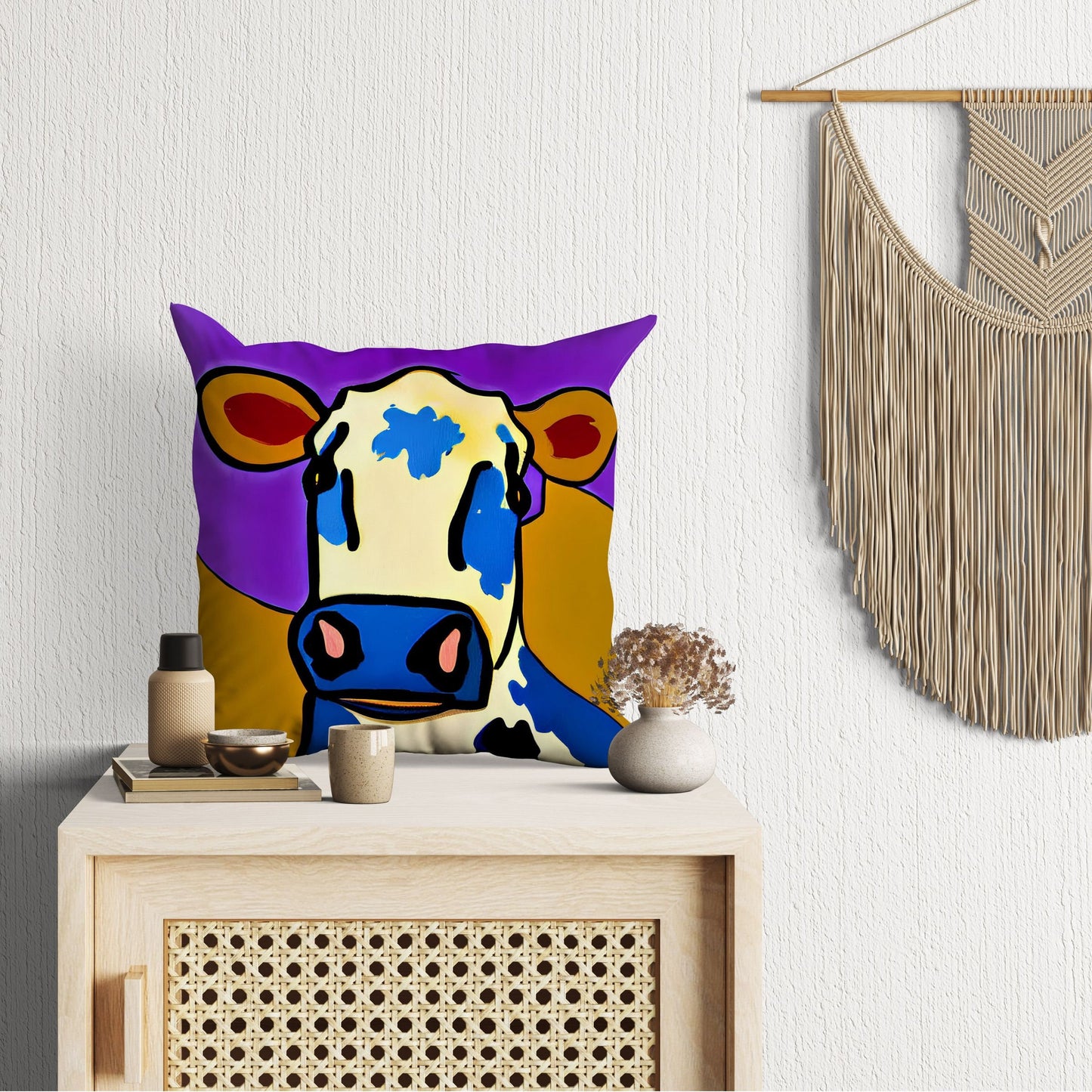 Abstract Art A Cow Throw Pillow Decorative Pillow, Abstract Throw Pillow Cover, Art Pillow, Colorful Pillow Case, Contemporary Pillow