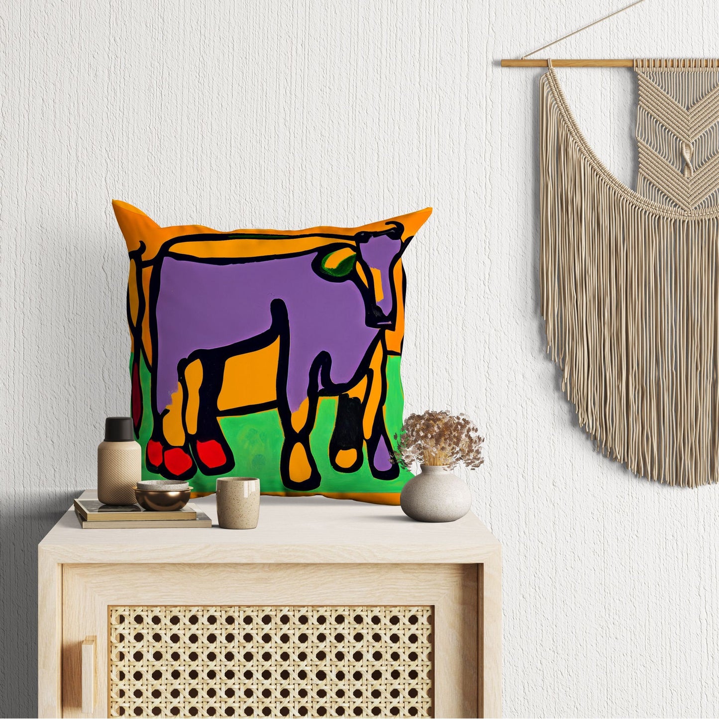 Abstract Art Calfs Throw Pillow, Toss Pillow, Abstract Throw Pillow, Comfortable, Colorful Pillow Case, Fashion, Square Pillow