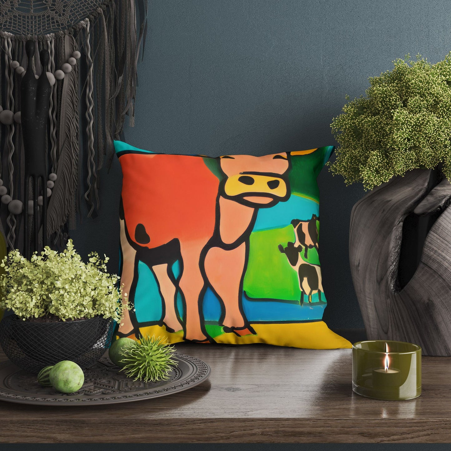 Abstract Art A Calf Throw Pillow, Throw Pillow, Abstract Art Pillow, Contemporary Pillow, Square Pillow, Home And Living, Sofa Pillows