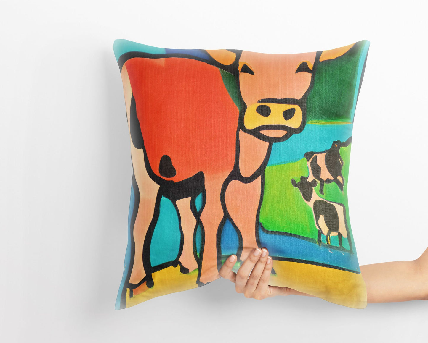Abstract Art A Calf Throw Pillow, Throw Pillow, Abstract Art Pillow, Contemporary Pillow, Square Pillow, Home And Living, Sofa Pillows
