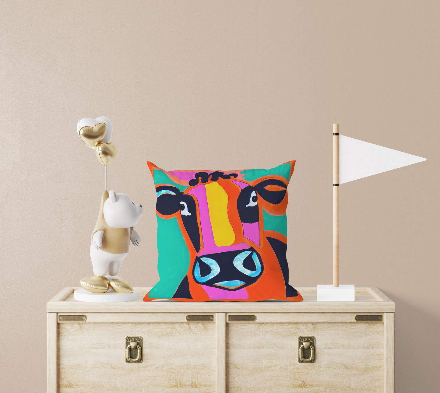 Dairy Cattle Original Art Throw Pillow, Abstract Pillow, Designer Pillow, Colorful Pillow Case, Watercolor Pillow Cases, 18 X 18 Pillow