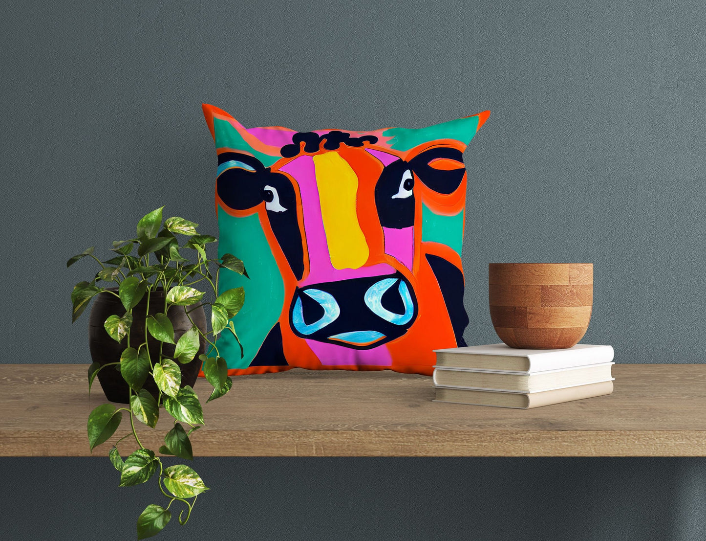 Dairy Cattle Original Art Throw Pillow, Abstract Pillow, Designer Pillow, Colorful Pillow Case, Watercolor Pillow Cases, 18 X 18 Pillow