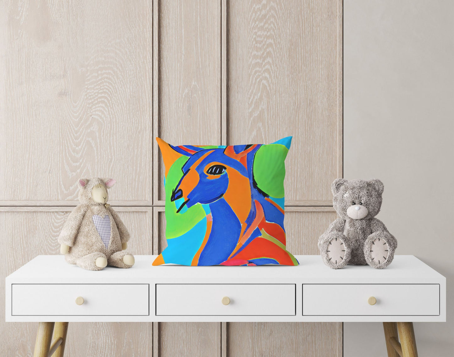 Australian Wildlife Kangaroo Decorative Pillow, Abstract Art Pillow, Art Pillow, Colorful Pillow Case, Fashion, 18 X 18 Pillow Covers