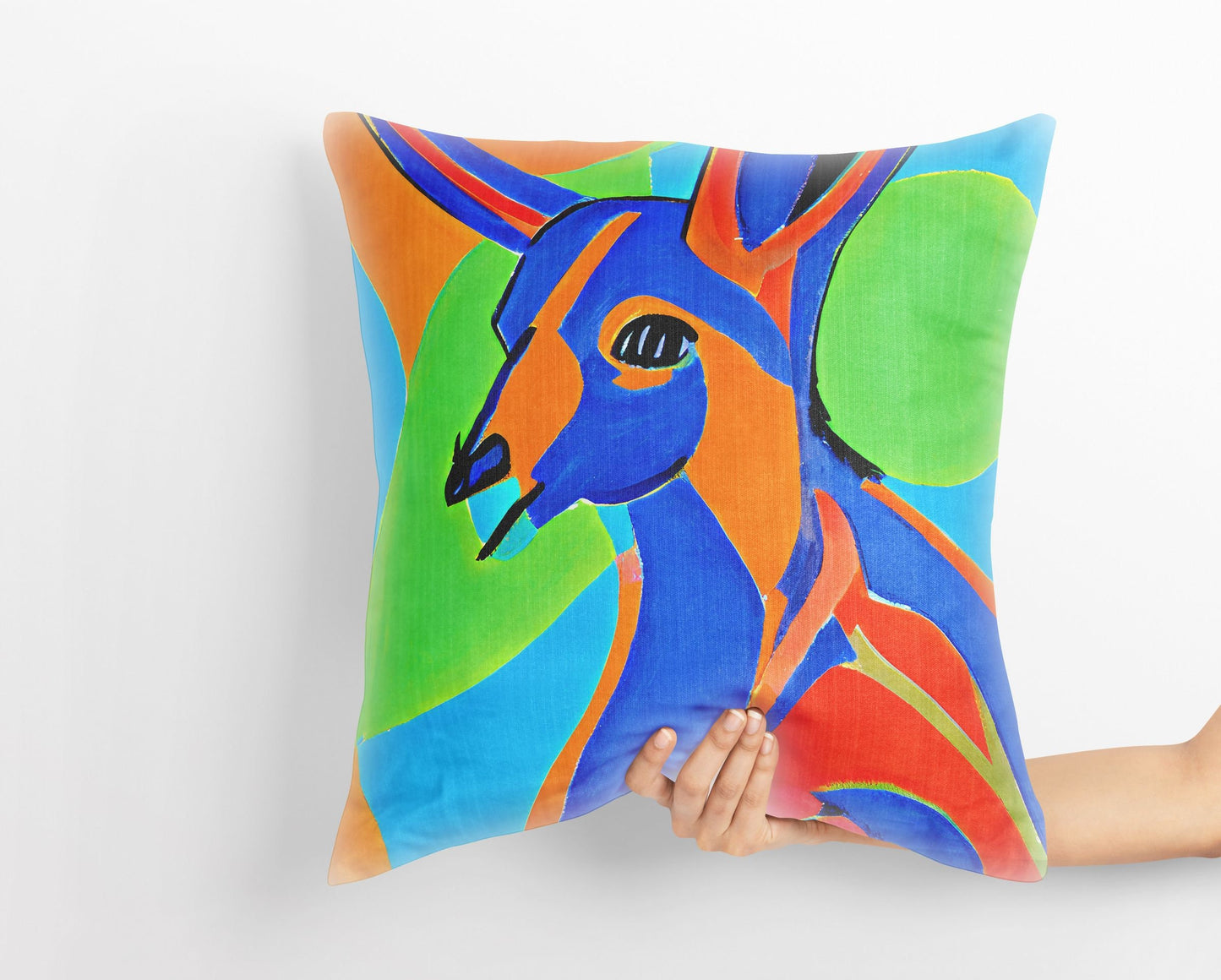 Australian Wildlife Kangaroo Decorative Pillow, Abstract Art Pillow, Art Pillow, Colorful Pillow Case, Fashion, 18 X 18 Pillow Covers