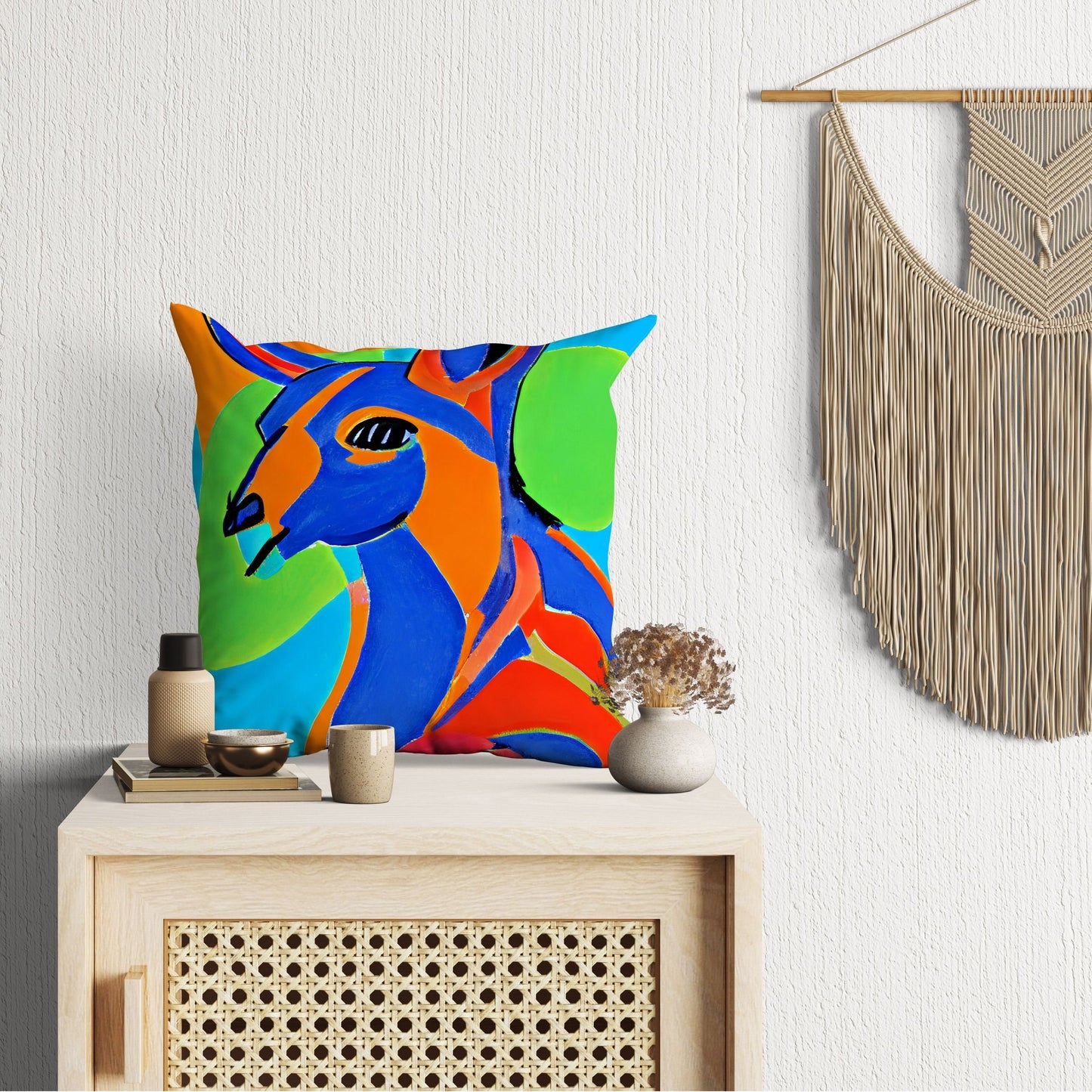 Australian Wildlife Kangaroo Decorative Pillow, Abstract Art Pillow, Art Pillow, Colorful Pillow Case, Fashion, 18 X 18 Pillow Covers