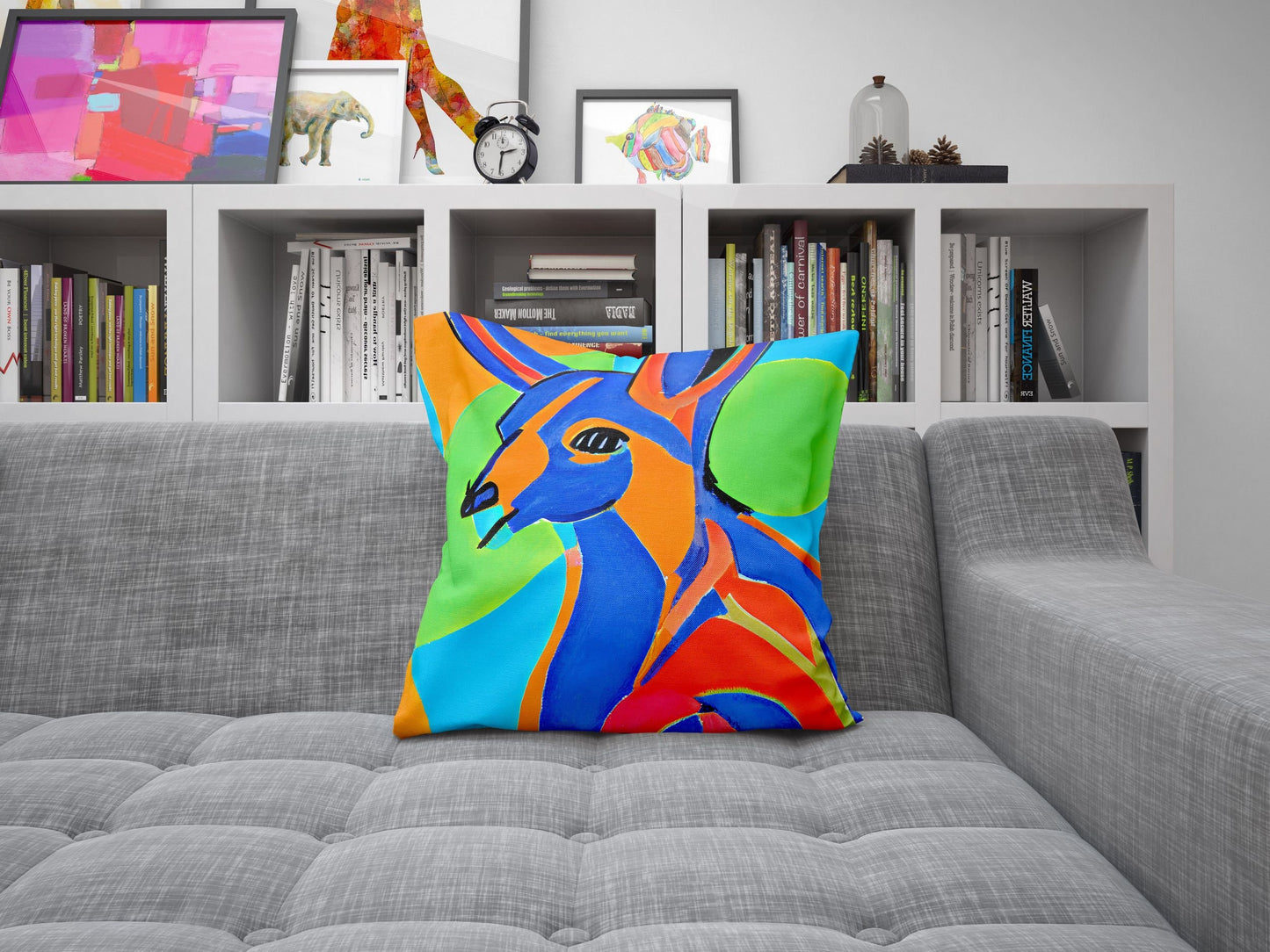 Australian Wildlife Kangaroo Decorative Pillow, Abstract Art Pillow, Art Pillow, Colorful Pillow Case, Fashion, 18 X 18 Pillow Covers
