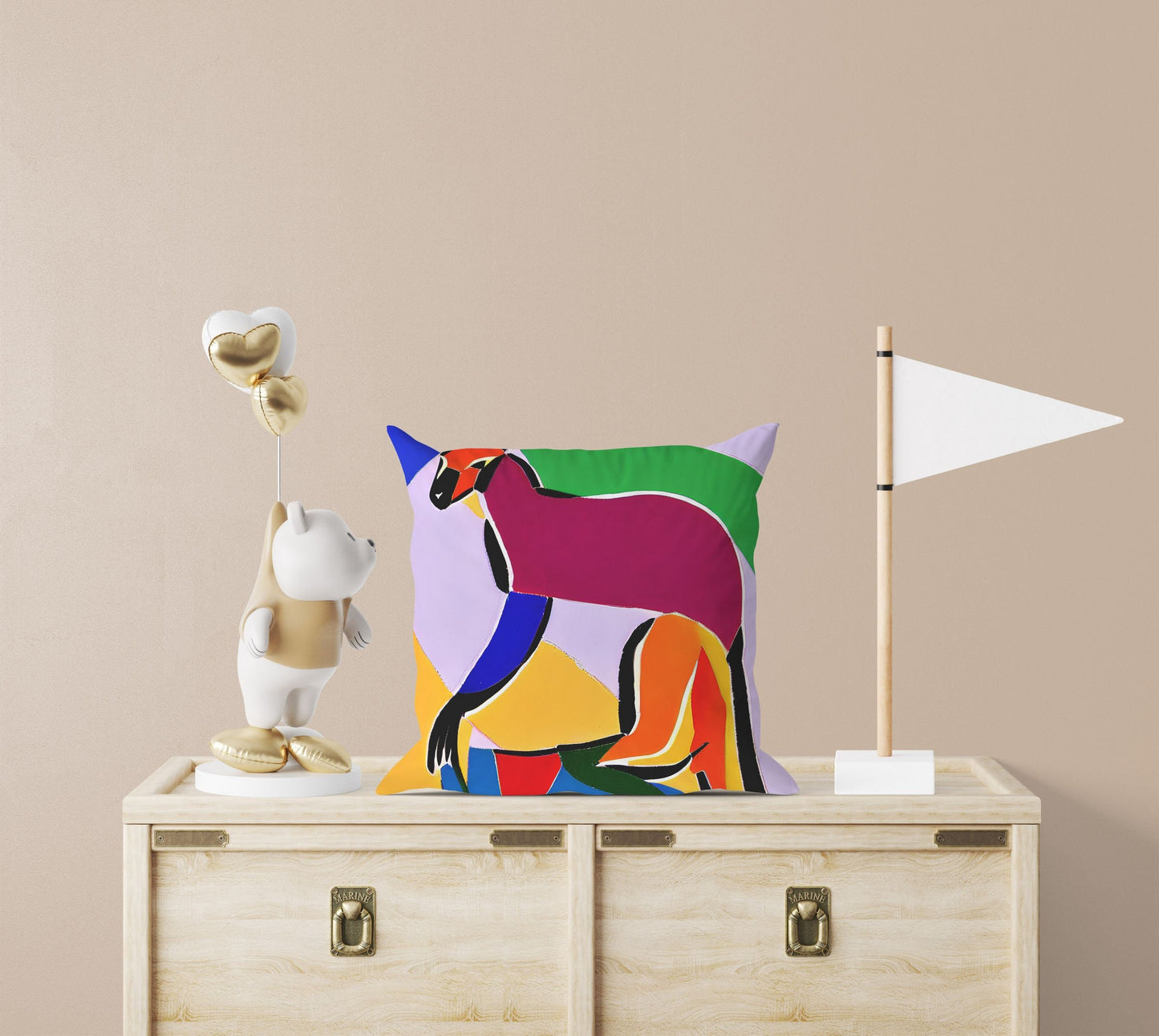 Australian Wildlife Kangaroo Decorative Pillow, Abstract Art Pillow, Art Pillow, Colorful Pillow Case, Fashion, 18 X 18 Pillow Covers