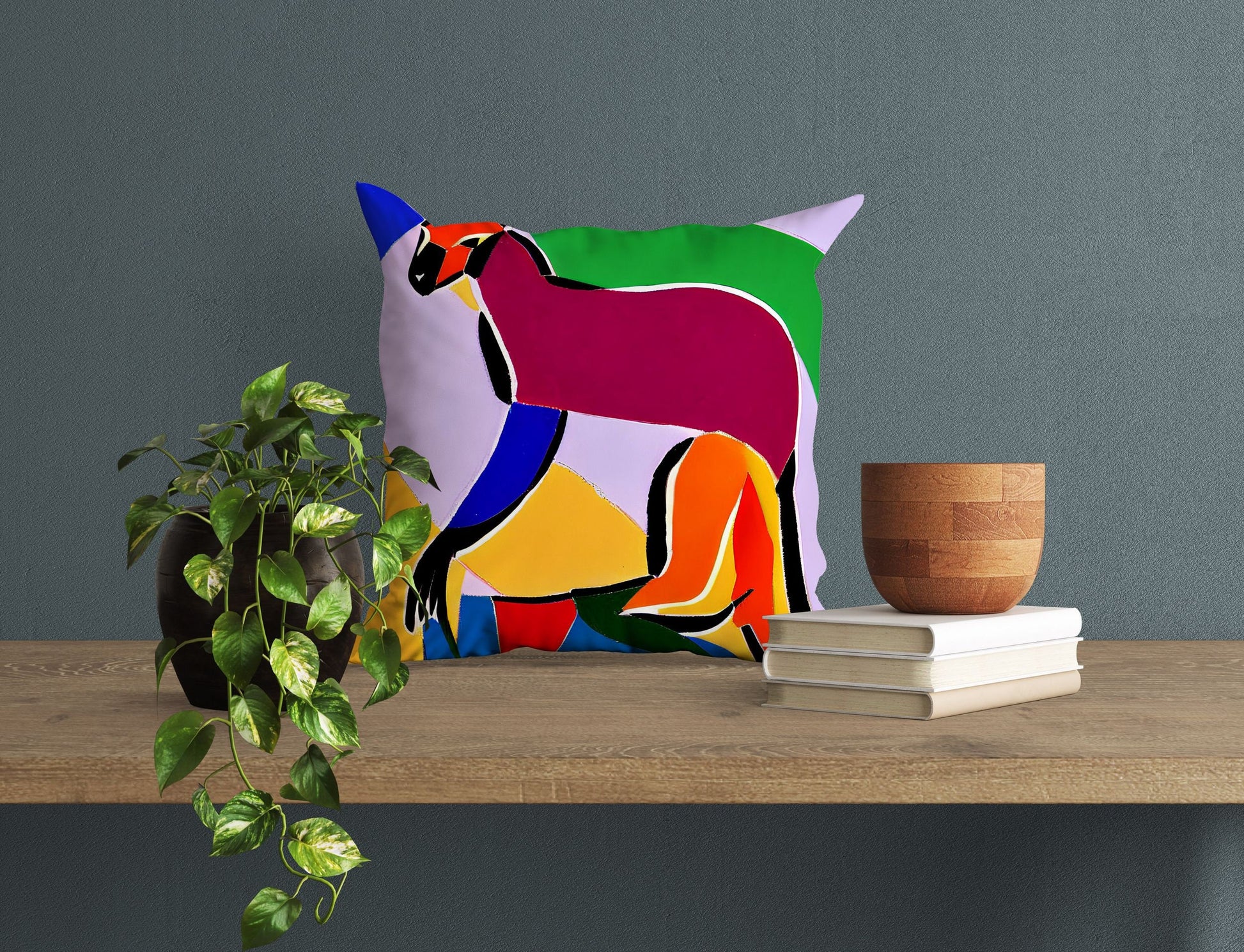 Australian Wildlife Kangaroo Decorative Pillow, Abstract Art Pillow, Art Pillow, Colorful Pillow Case, Fashion, 18 X 18 Pillow Covers