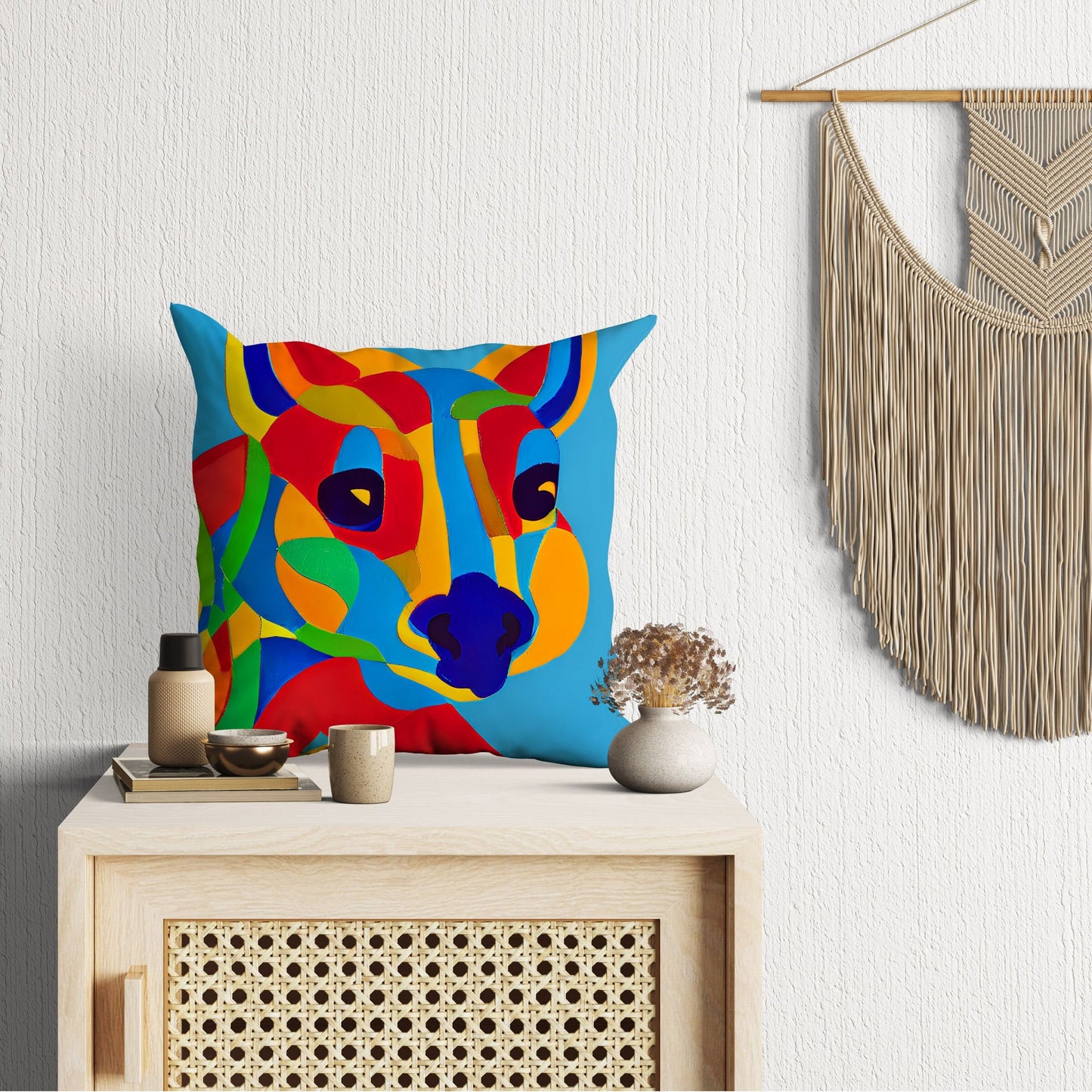 Australian Wildlife Kangaroo Tapestry Pillows, Abstract Art Pillow, Designer Pillow, Colorful Pillow Case, Fashion, 18 X 18 Pillow Covers