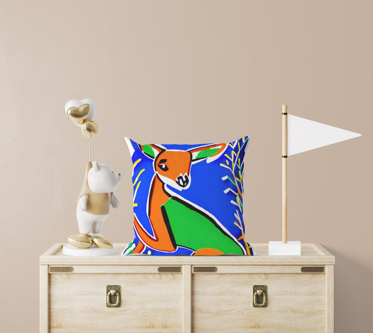 Australian Wildlife Kangaroo Throw Pillow Cover, Abstract Pillow Case, Art Pillow, Colorful Pillow Case, Beautiful Pillow