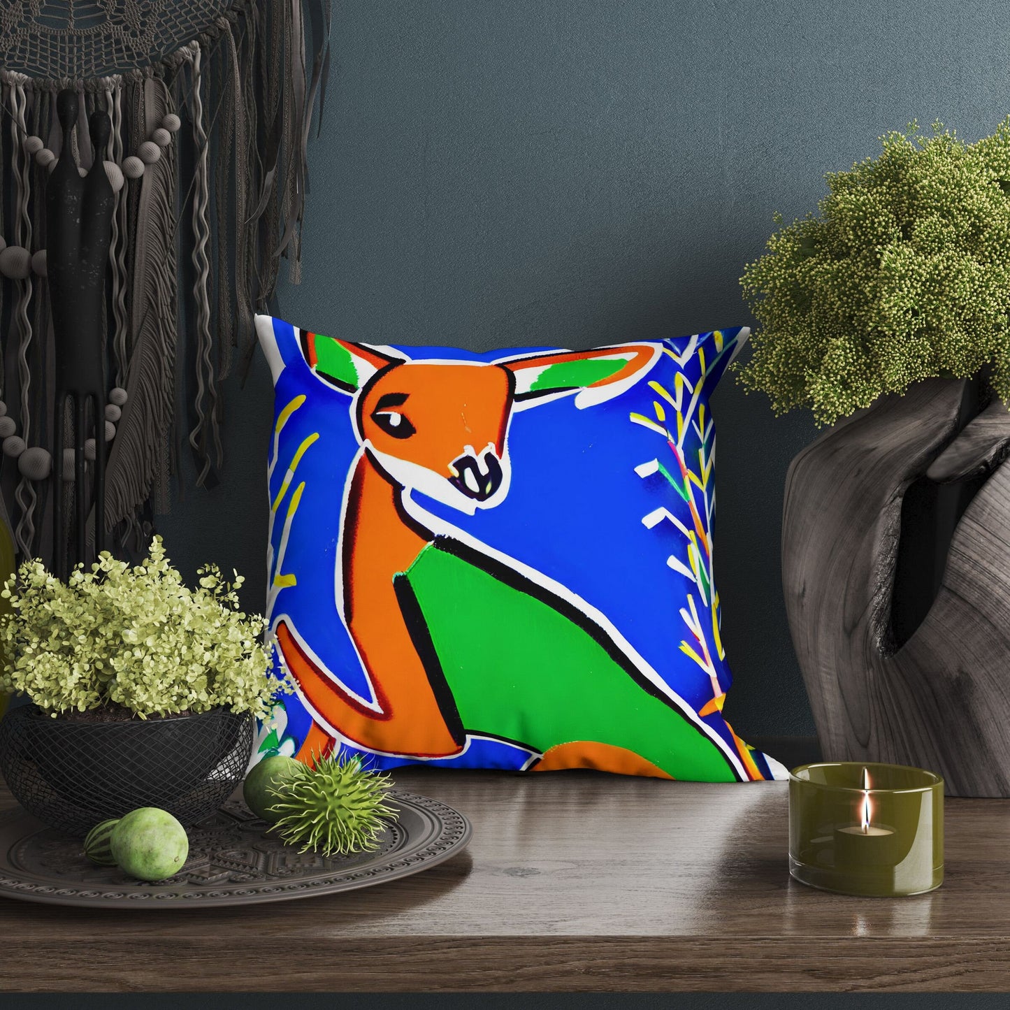 Australian Wildlife Kangaroo Throw Pillow Cover, Abstract Pillow Case, Art Pillow, Colorful Pillow Case, Beautiful Pillow