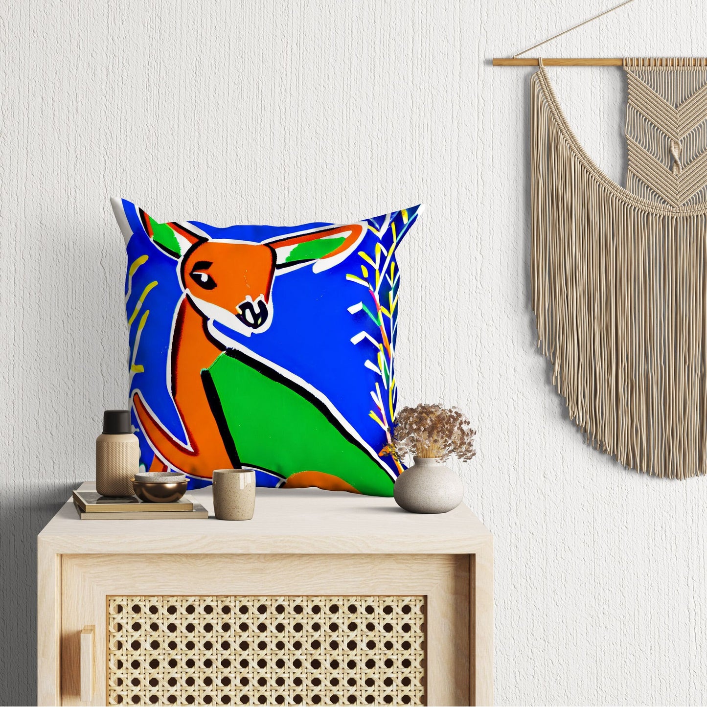 Australian Wildlife Kangaroo Throw Pillow Cover, Abstract Pillow Case, Art Pillow, Colorful Pillow Case, Beautiful Pillow