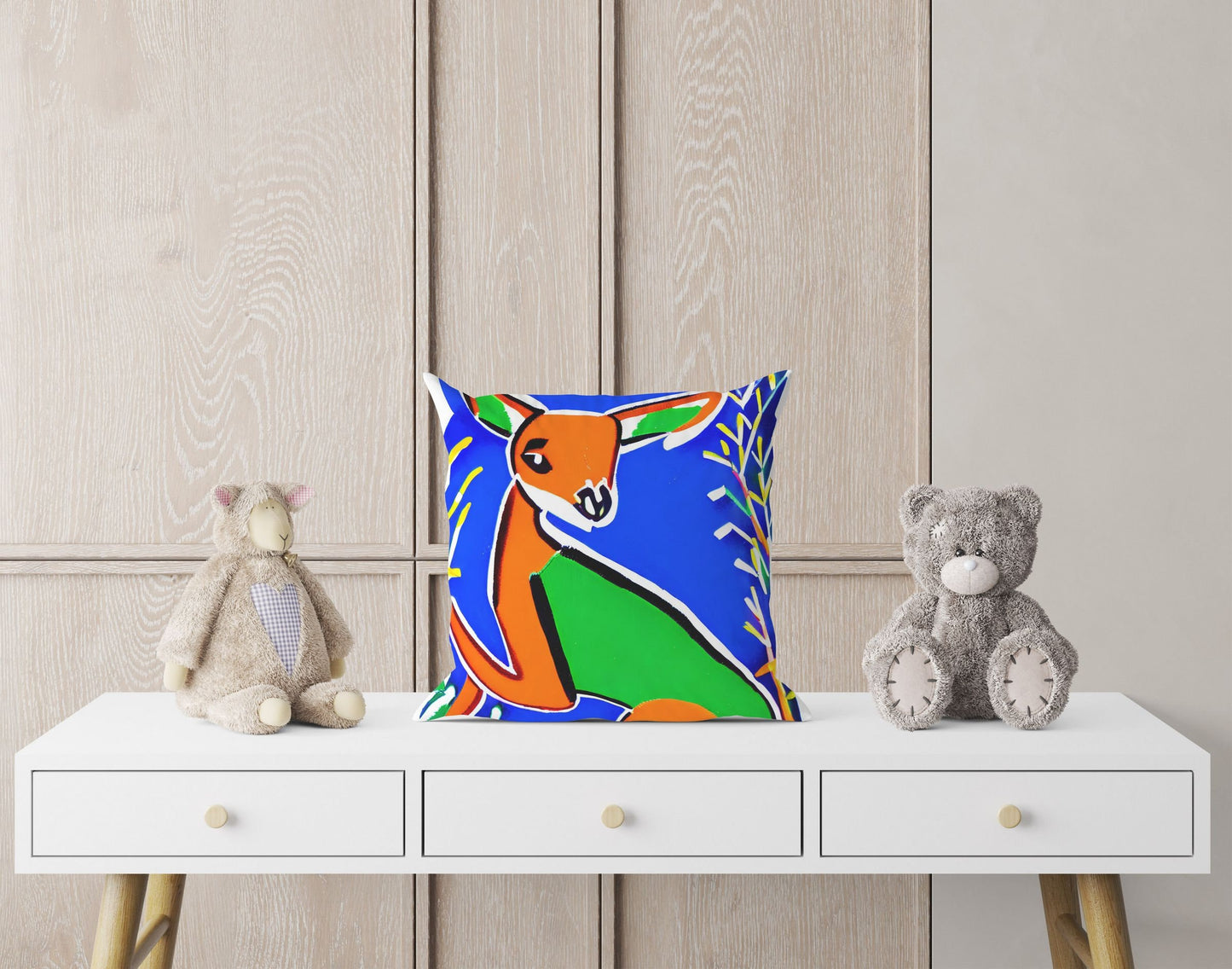 Australian Wildlife Kangaroo Throw Pillow Cover, Abstract Pillow Case, Art Pillow, Colorful Pillow Case, Beautiful Pillow