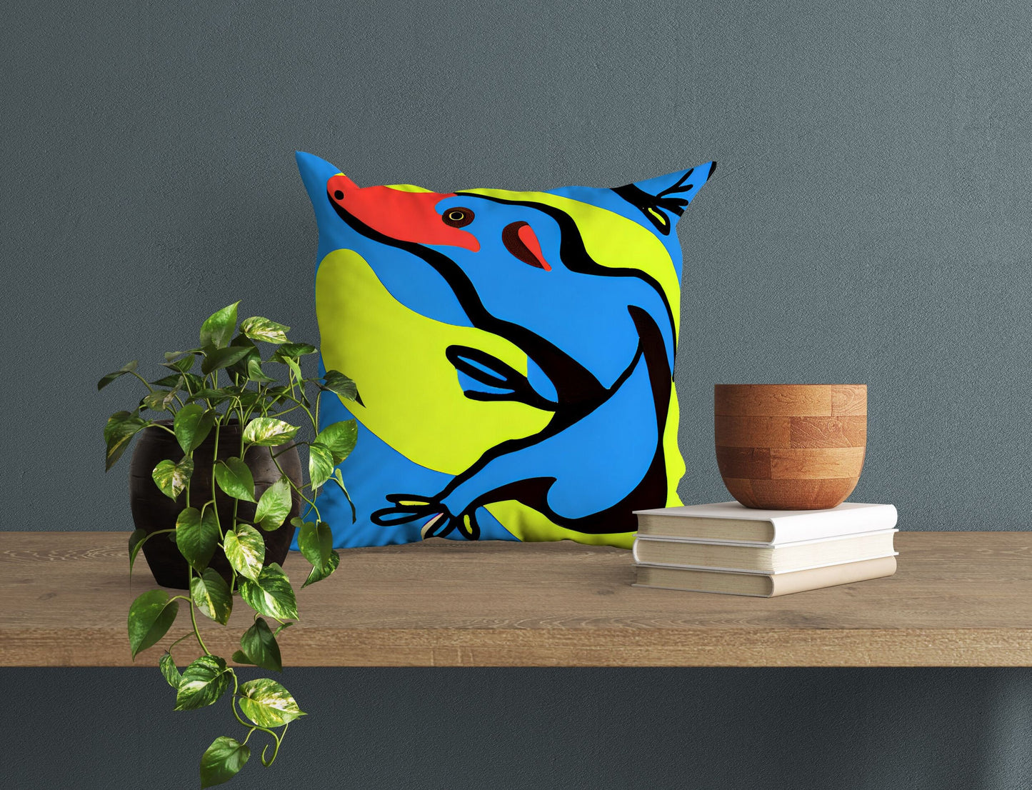 Australian Wildlife Platypus Original Art Tapestry Pillows, Abstract Pillow Case, Designer Pillow, Colorful Pillow Case, Modern Pillow