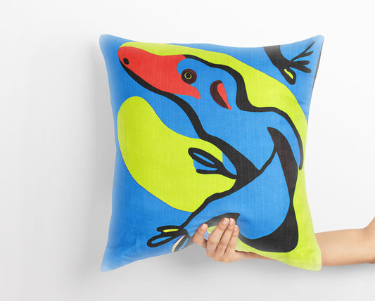 Australian Wildlife Platypus Original Art Tapestry Pillows, Abstract Pillow Case, Designer Pillow, Colorful Pillow Case, Modern Pillow