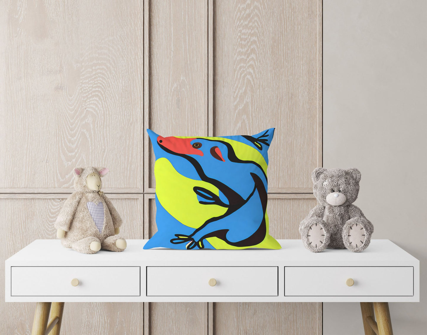 Australian Wildlife Platypus Original Art Tapestry Pillows, Abstract Pillow Case, Designer Pillow, Colorful Pillow Case, Modern Pillow