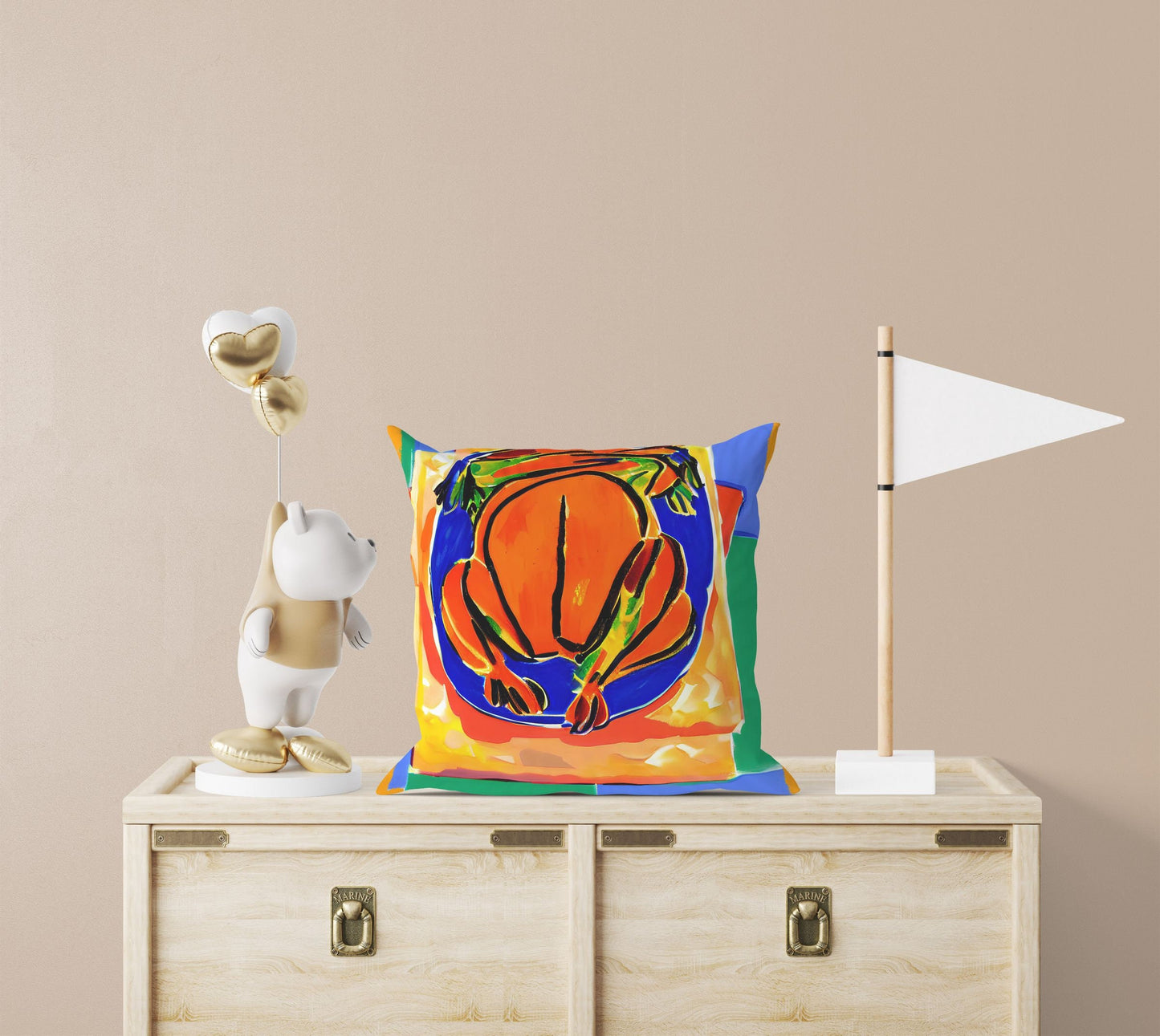 Thanksgiving Roast Turkey Original Art Throw Pillow, Abstract Pillow Case, Artist Pillow, Colorful Pillow Case, Modern Pillow