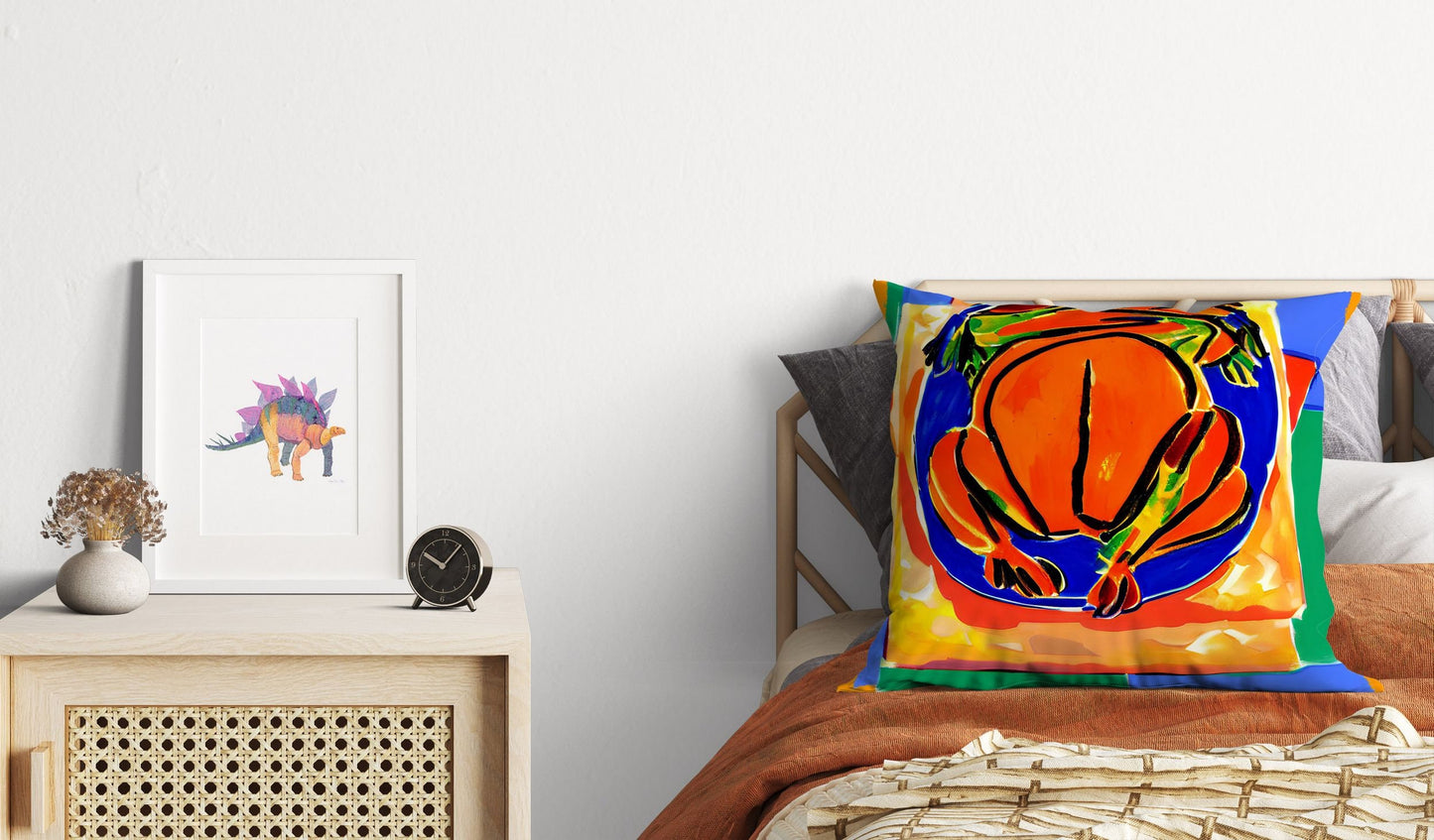 Thanksgiving Roast Turkey Original Art Throw Pillow, Abstract Pillow Case, Artist Pillow, Colorful Pillow Case, Modern Pillow