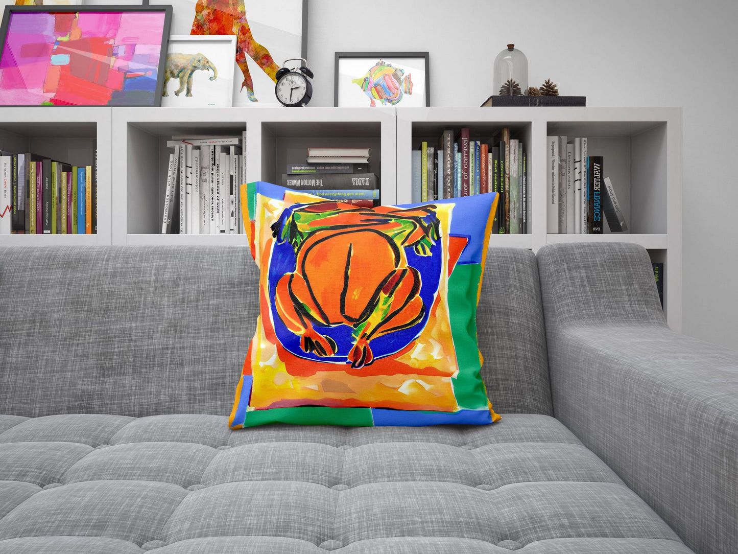 Thanksgiving Roast Turkey Original Art Throw Pillow, Abstract Pillow Case, Artist Pillow, Colorful Pillow Case, Modern Pillow