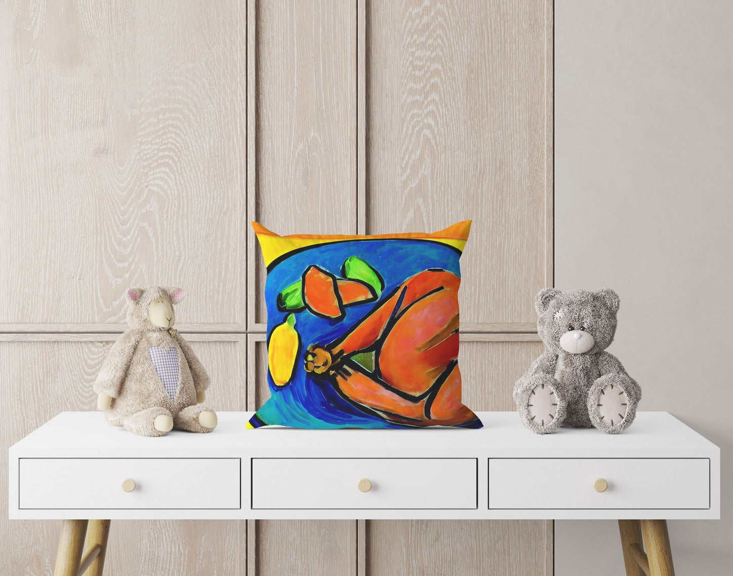 Thanksgiving Roast Turkey Original Art Throw Pillow, Abstract Art Pillow, Artist Pillow, Colorful Pillow Case, Watercolor Pillow Cases