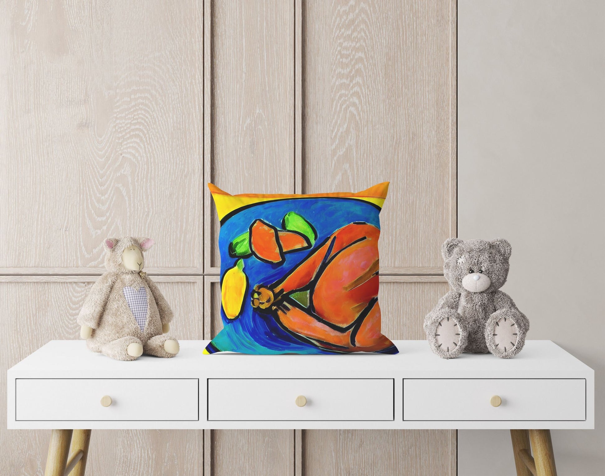 Thanksgiving Roast Turkey Original Art Throw Pillow, Abstract Art Pillow, Artist Pillow, Colorful Pillow Case, Watercolor Pillow Cases